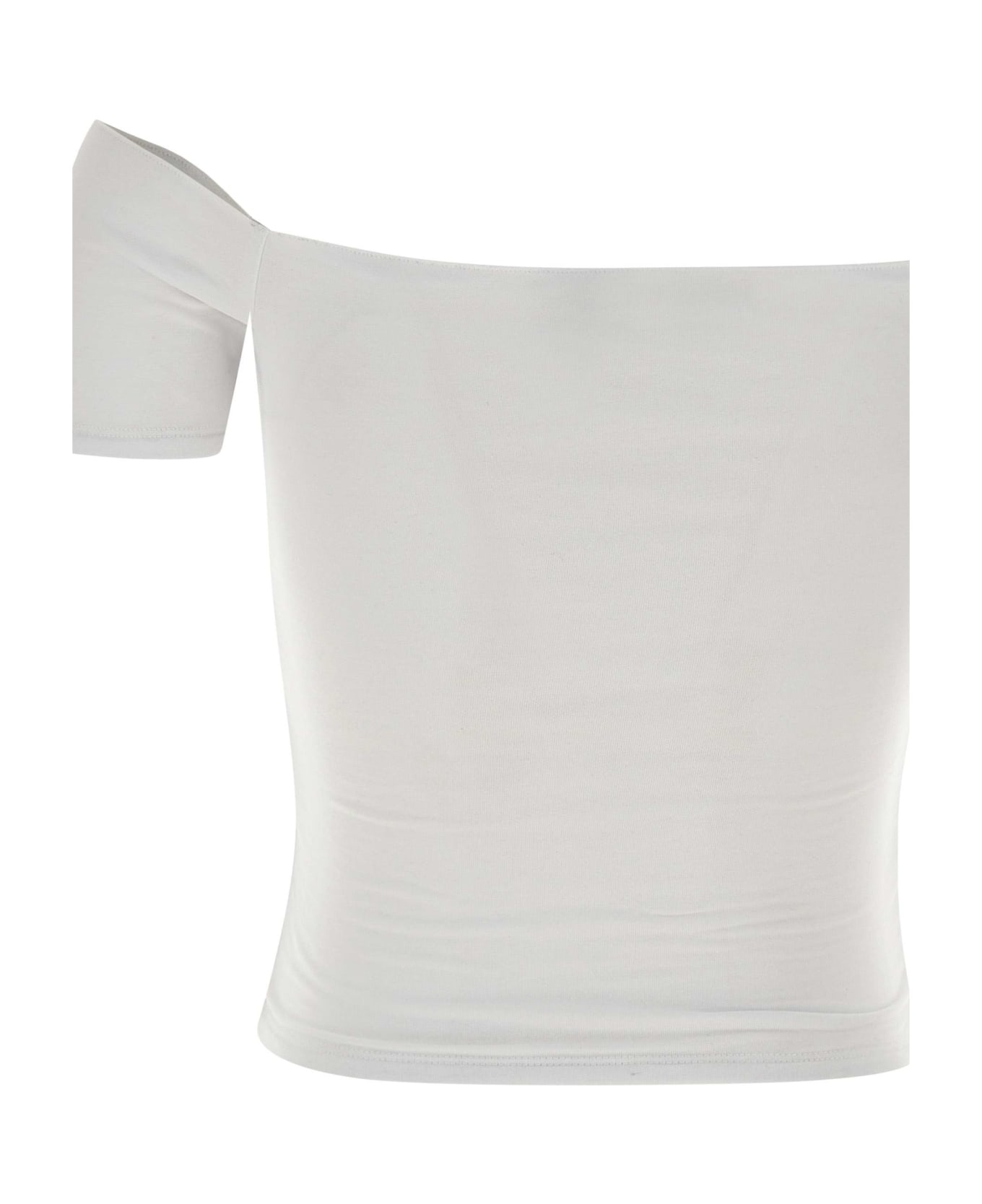 Rotate by Birger Christensen "logo Off" Cotton And Modal Top - WHITE Tシャツ
