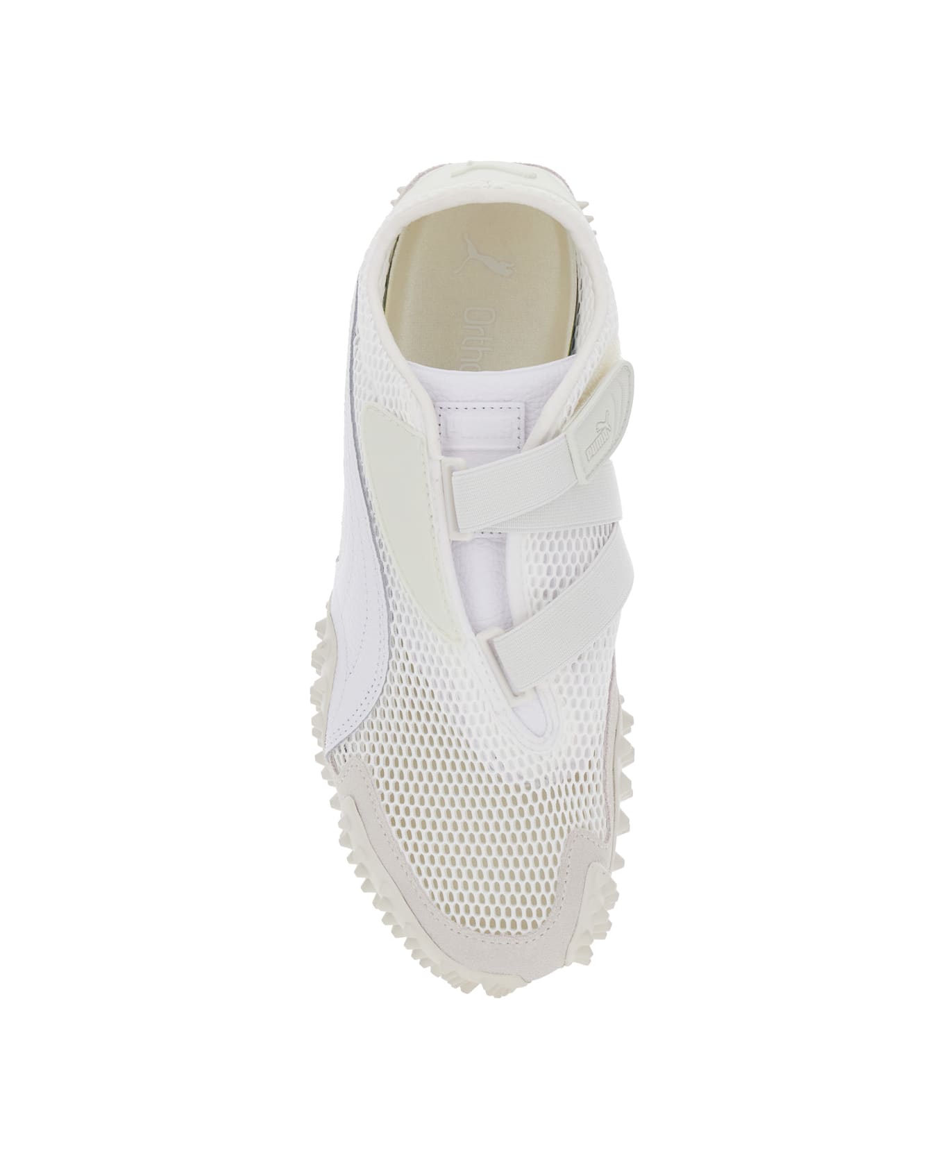 Puma Mostro White Low Top Sneaker With Logo On Heel And Mesh Inserts In Fabric Unisex - White