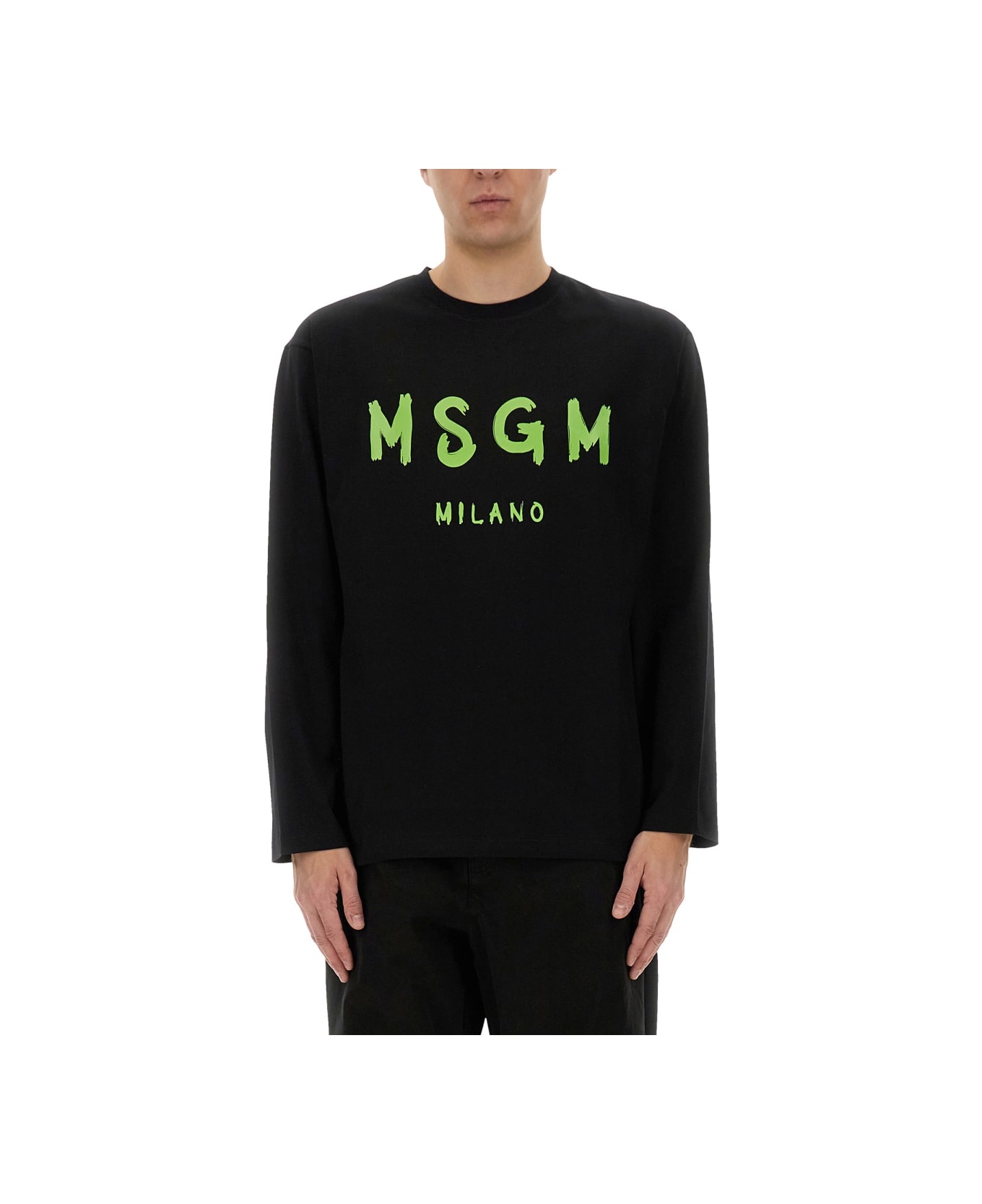 MSGM Cotton Sweatshirt - BLACK