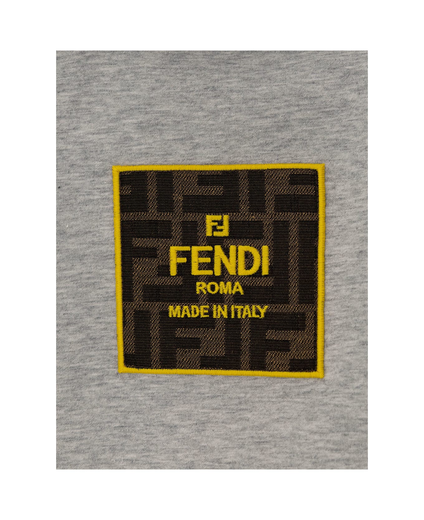 Fendi Grey Hoodie With Logo Detail In Fabric Boy - Grey