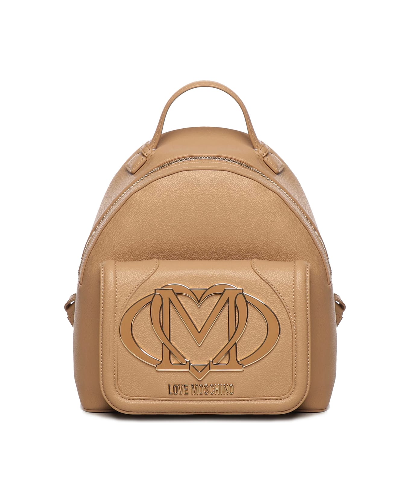 Love Moschino Backpack With Large Logo - Beige