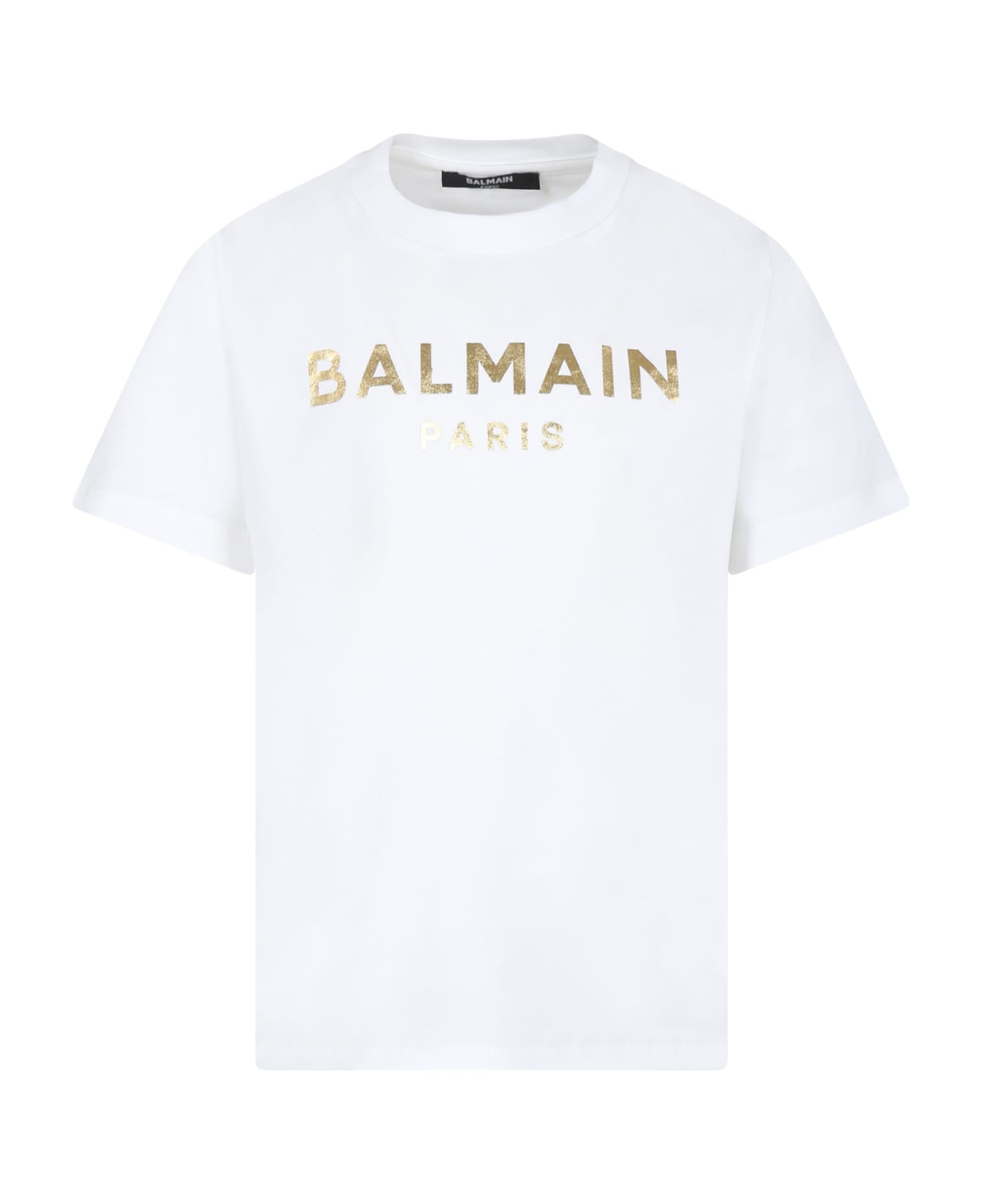 Balmain White T-shirt For Kids With Logo - White Tシャツ＆ポロシャツ