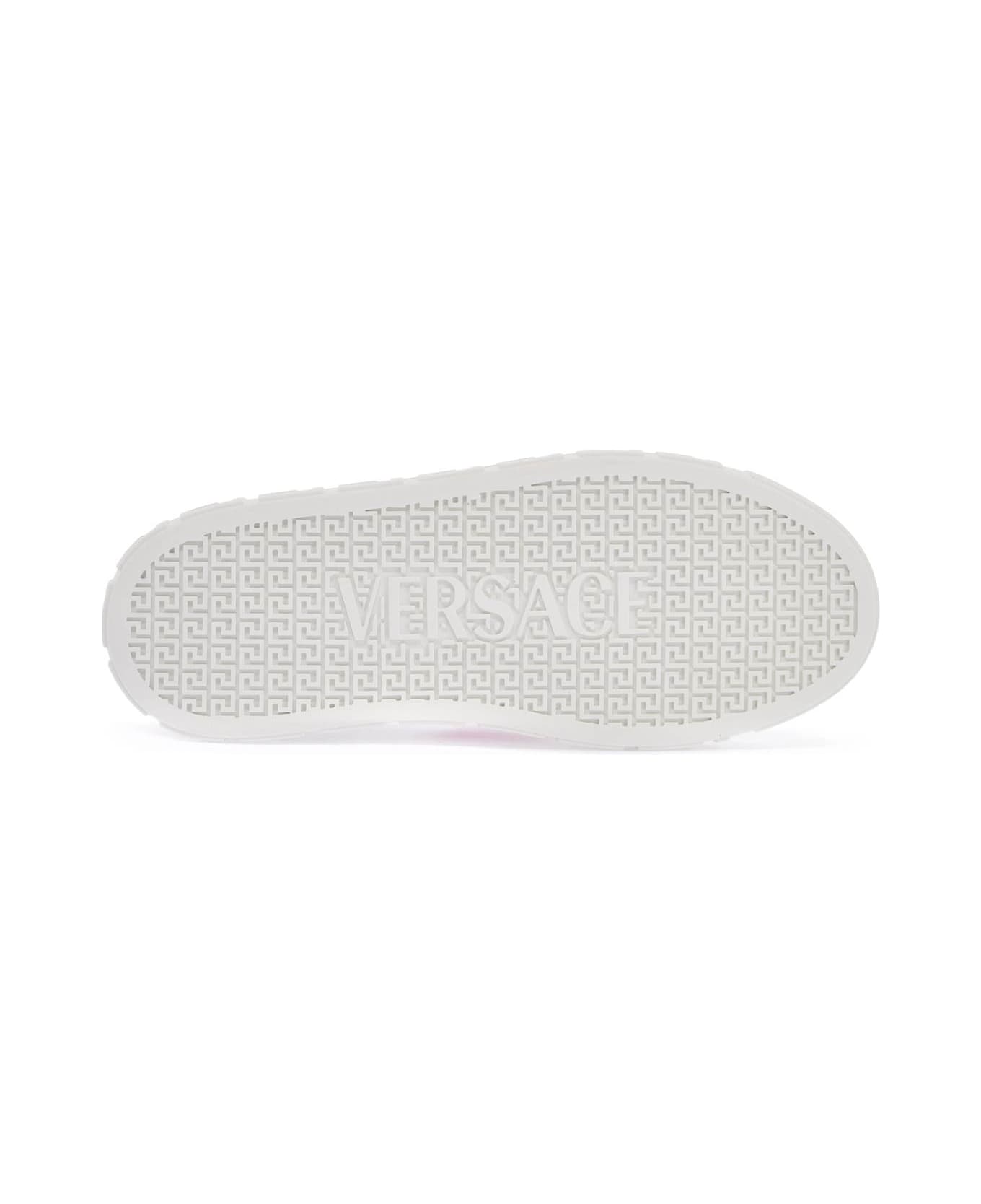 Versace 
greca Crystal Sneakers - WHITE+PASTEL PINK (White)