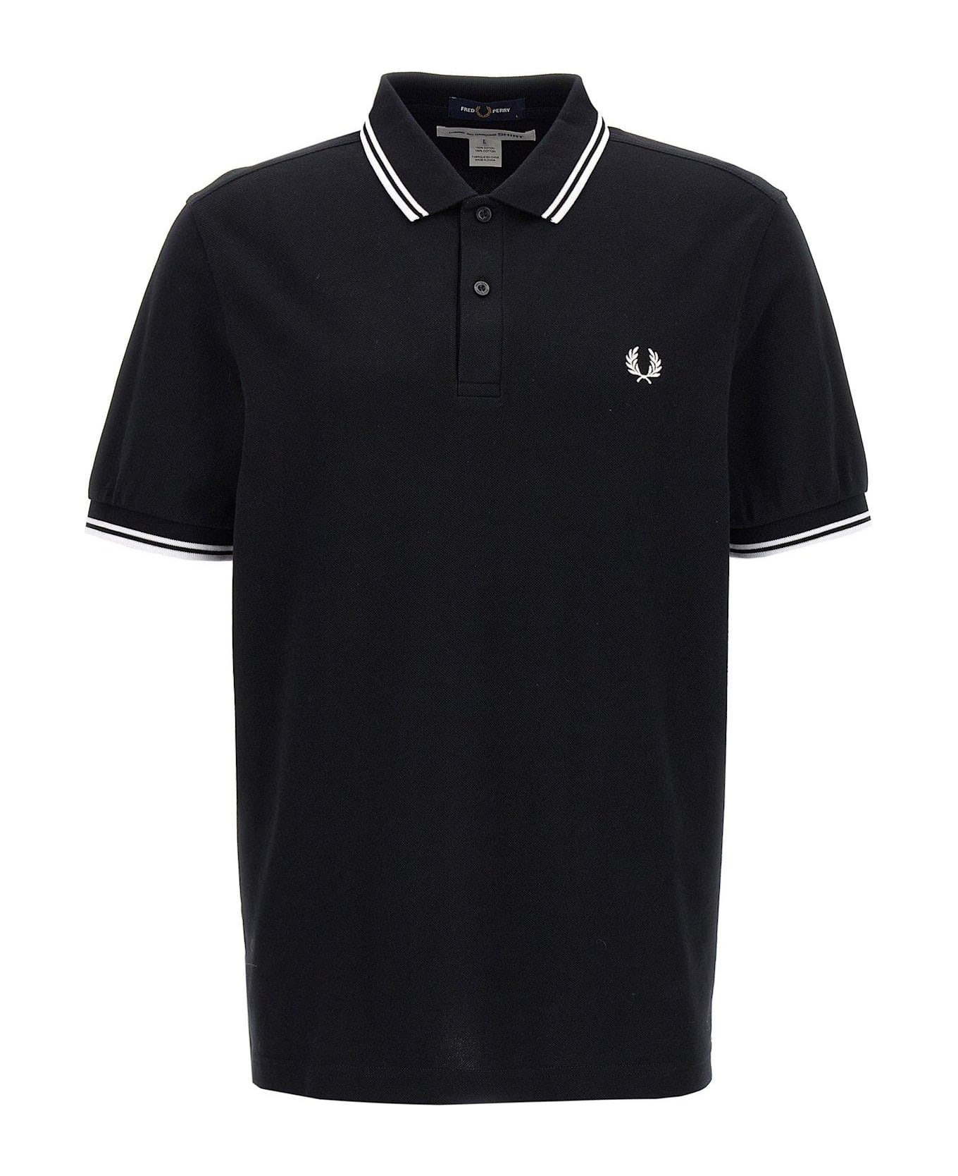 Comme des Garçons Logo Embroidered Polo Shirt - Black