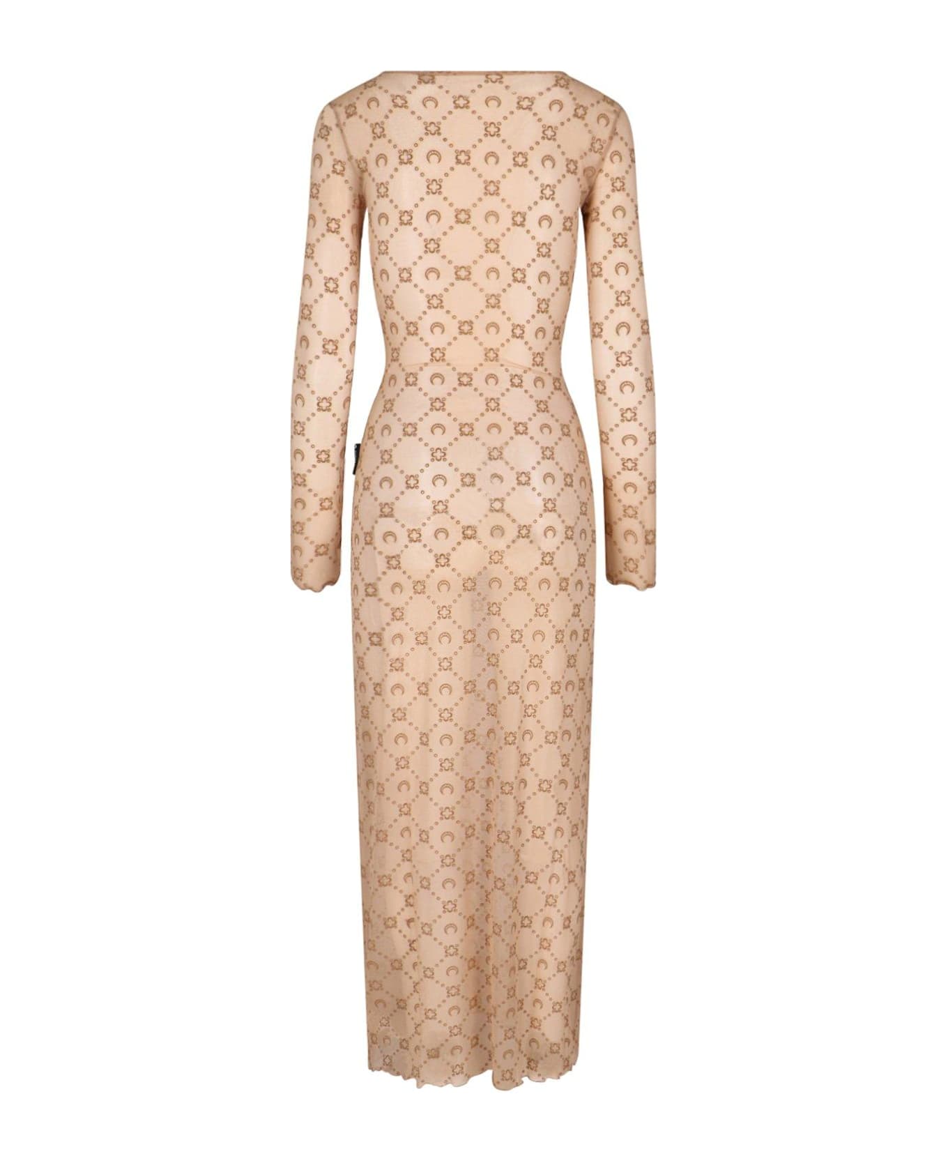 Marine Serre Moonogram Mesh Flock Long Dress - Beige