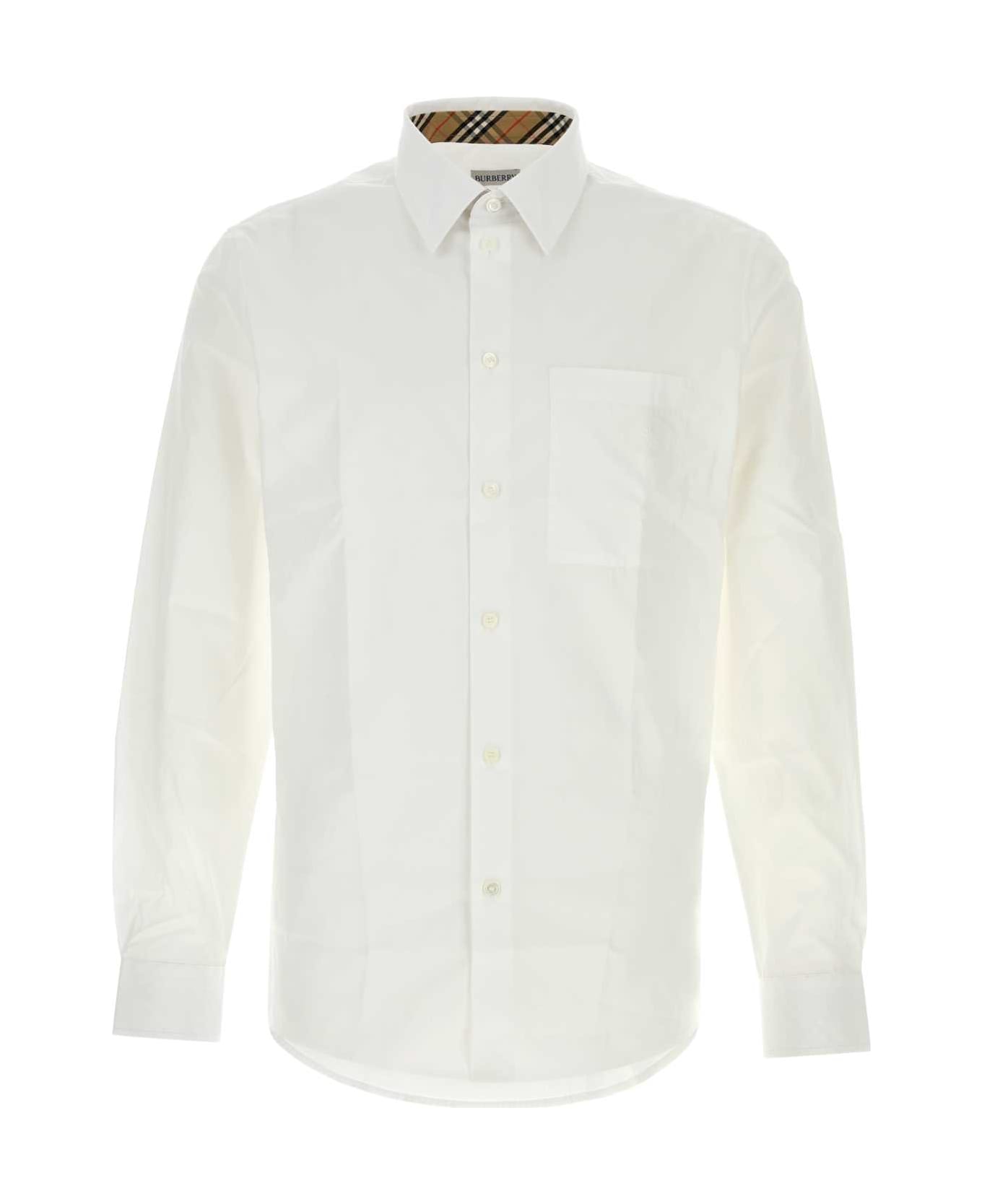 Burberry White Stretch Poplin Shirt - WHITE
