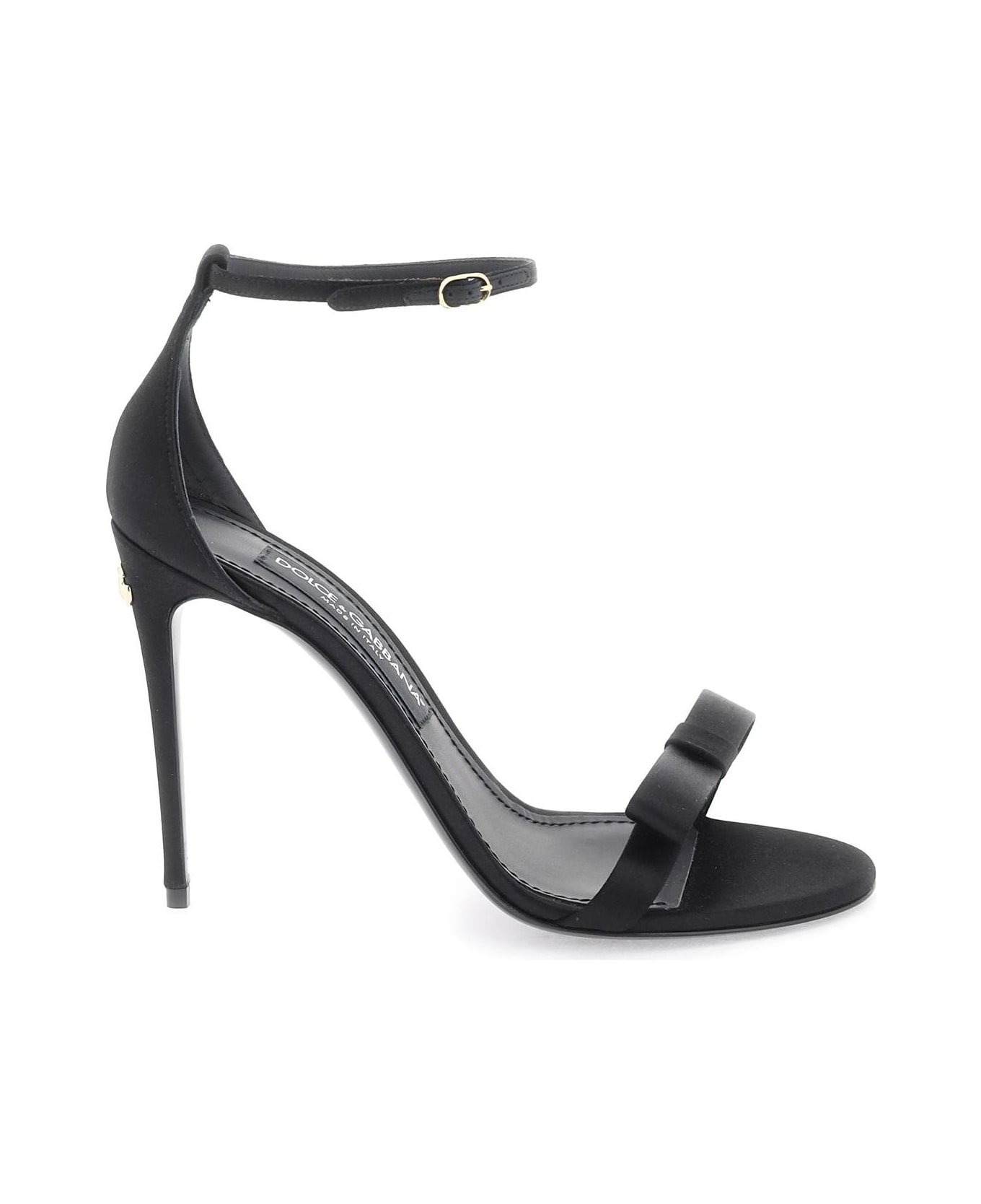 Dolce & Gabbana Satin Sandals With Bow - black