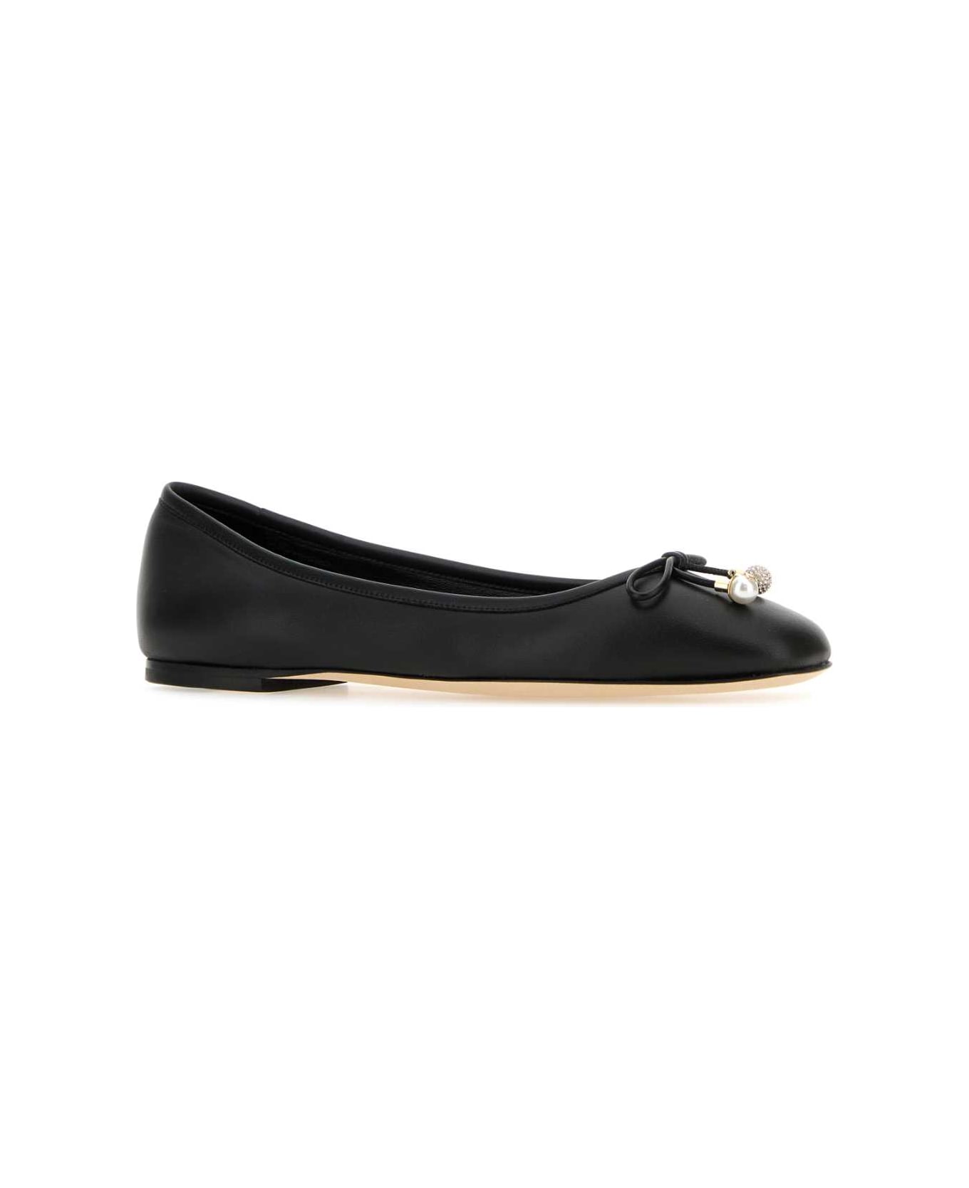 Jimmy Choo Black Nappa Leather Elme Ballerinas - BLACK