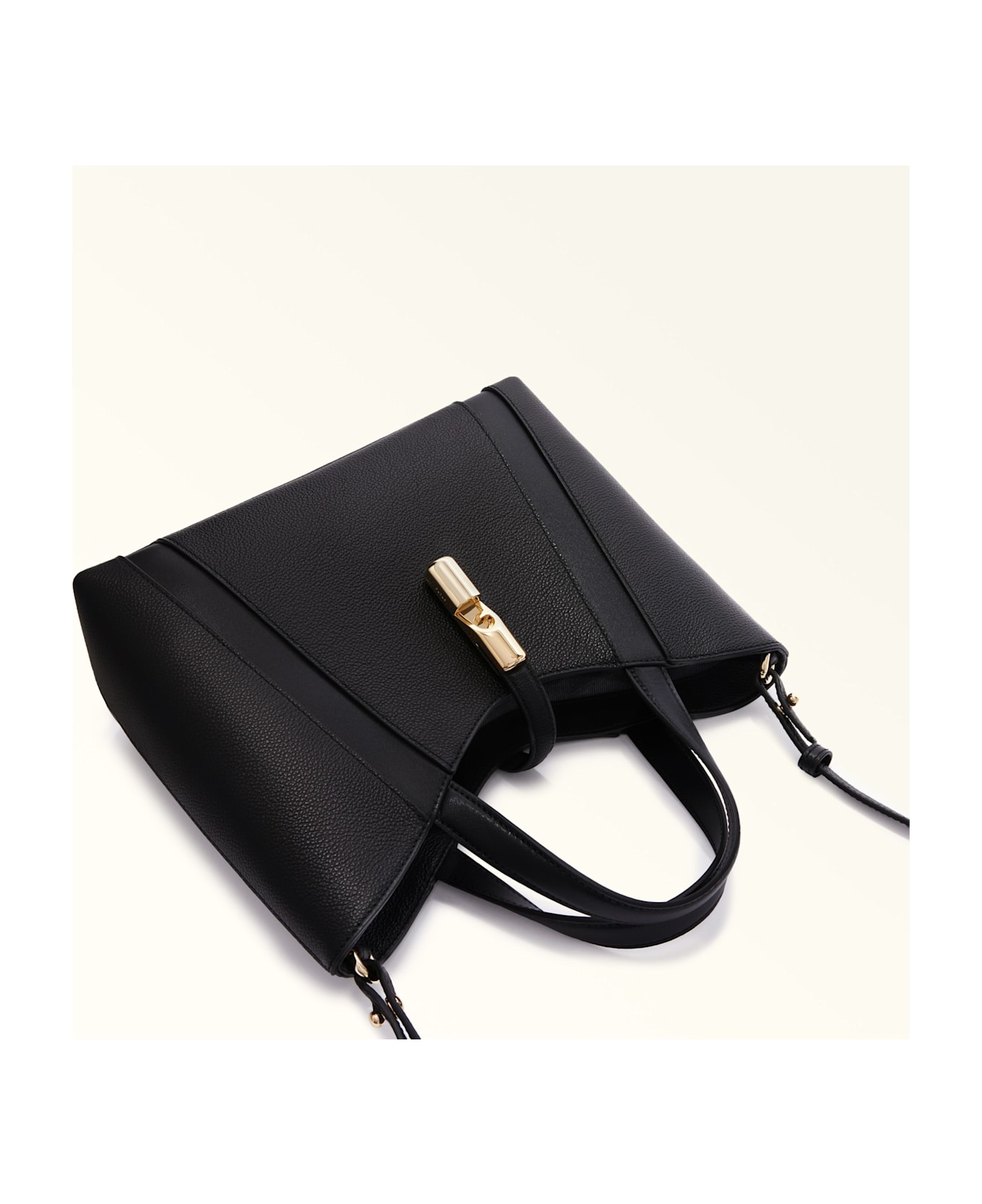 Furla Goccia S Leather Tote Handbag, Black - black