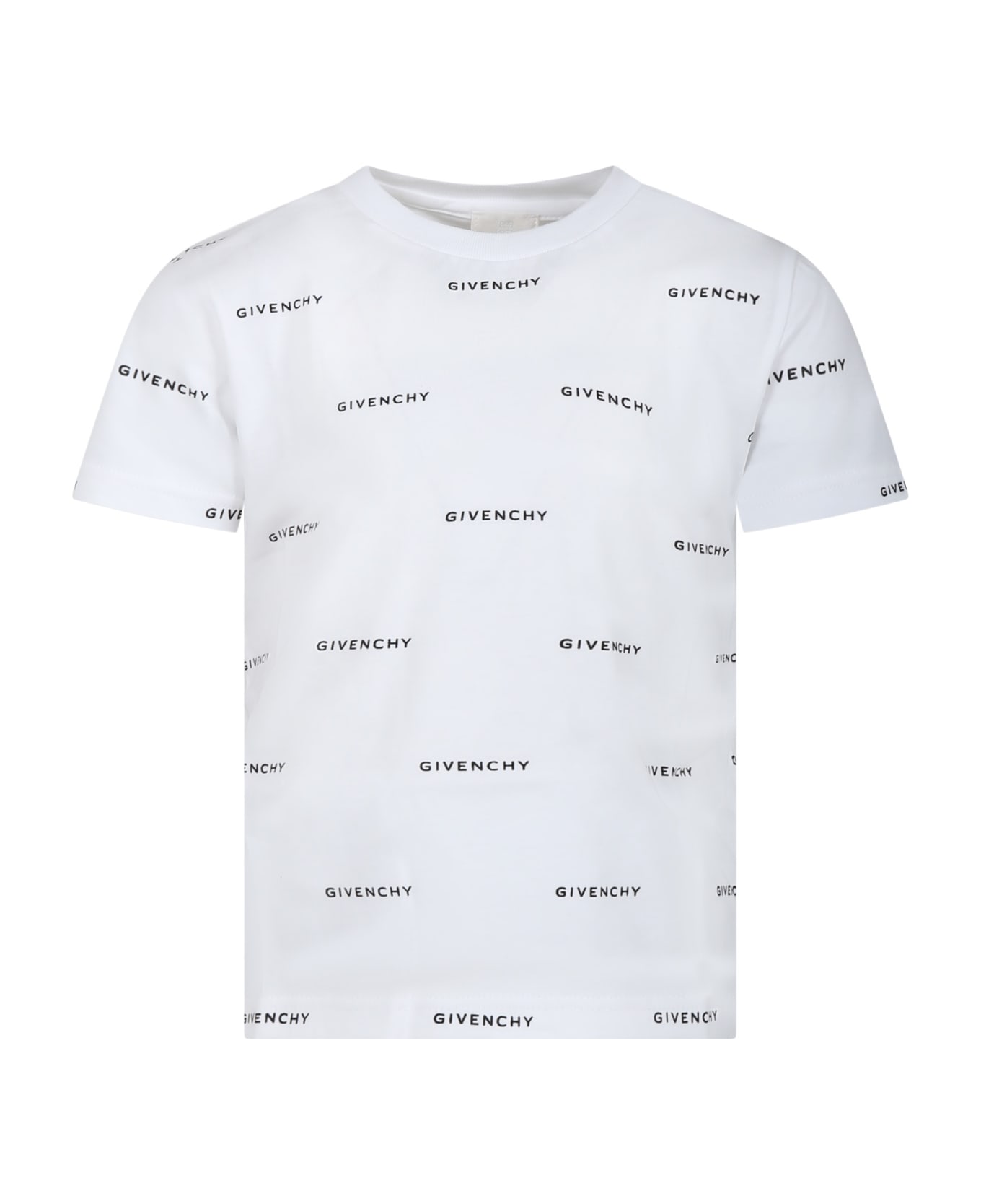 Givenchy White T-shirt For Boy With All-over Logo - White Tシャツ＆ポロシャツ
