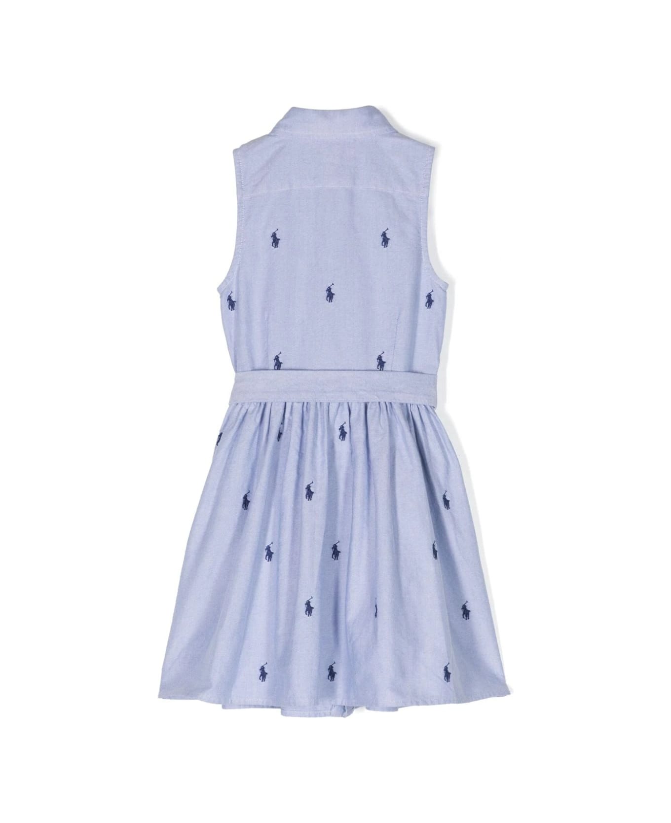 Ralph Lauren Belted Striped Oxford Shirt Dress In Blue - Blue ワンピース＆ドレス