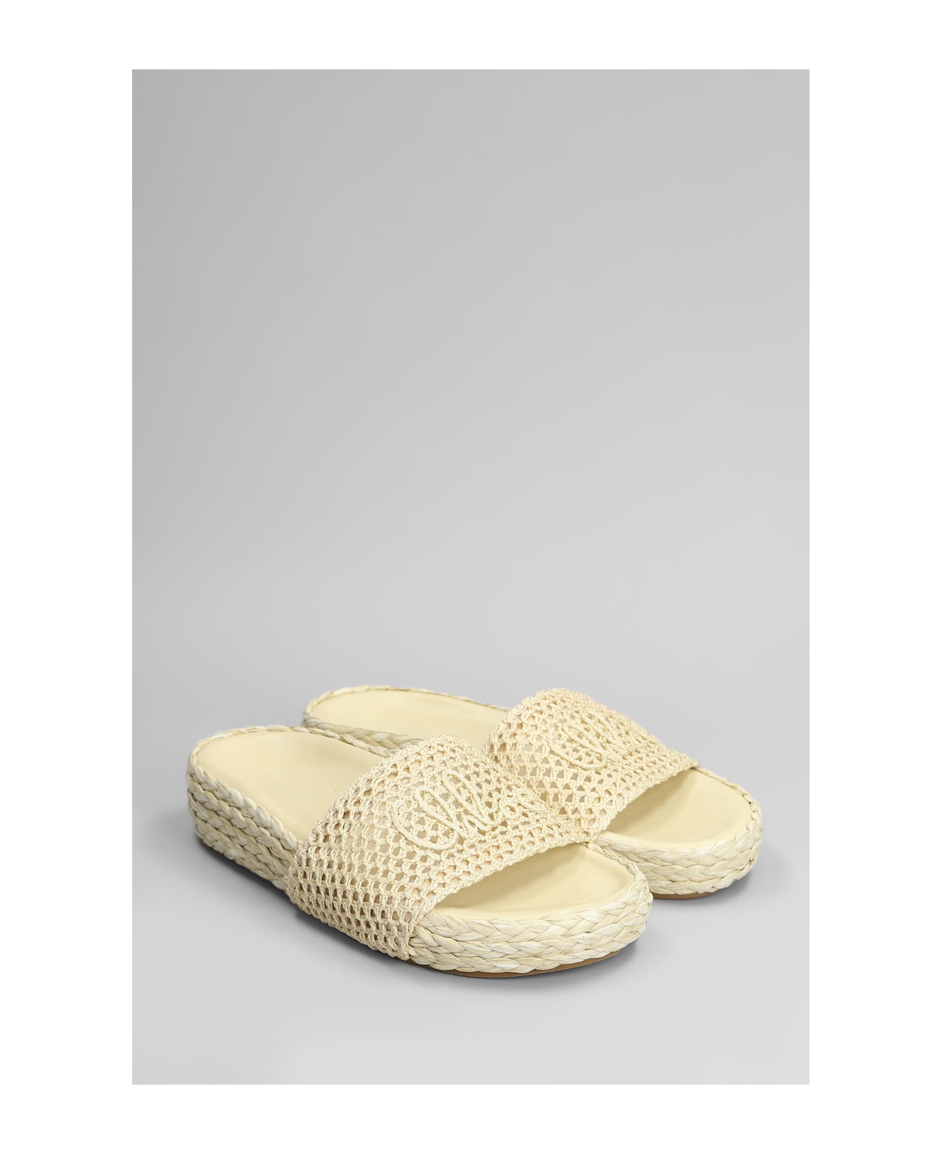 Chloé Isla Flats In Beige Raffia - beige