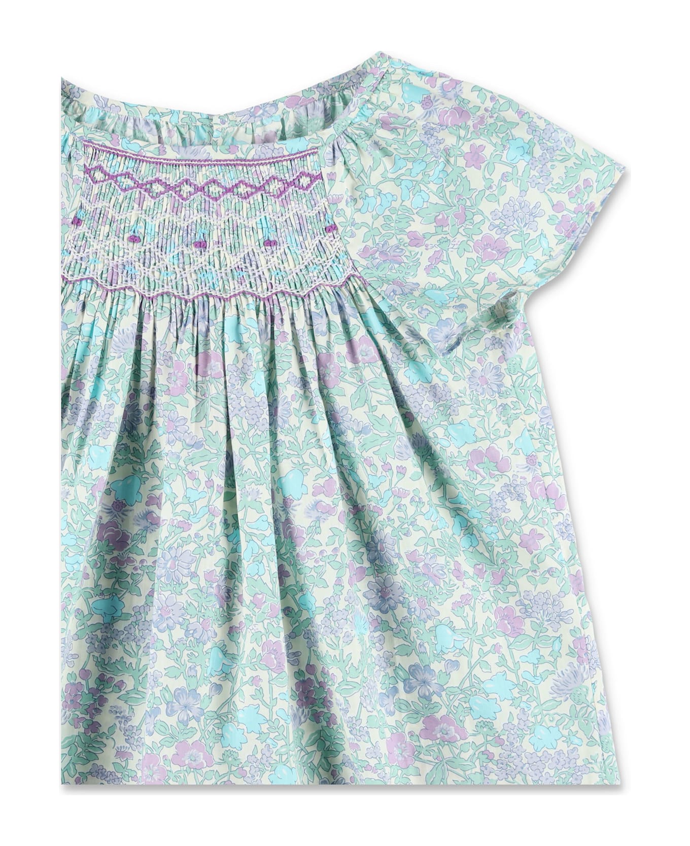 Bonpoint Grenade Liberty Smocked Blouse - PARME CLAIR