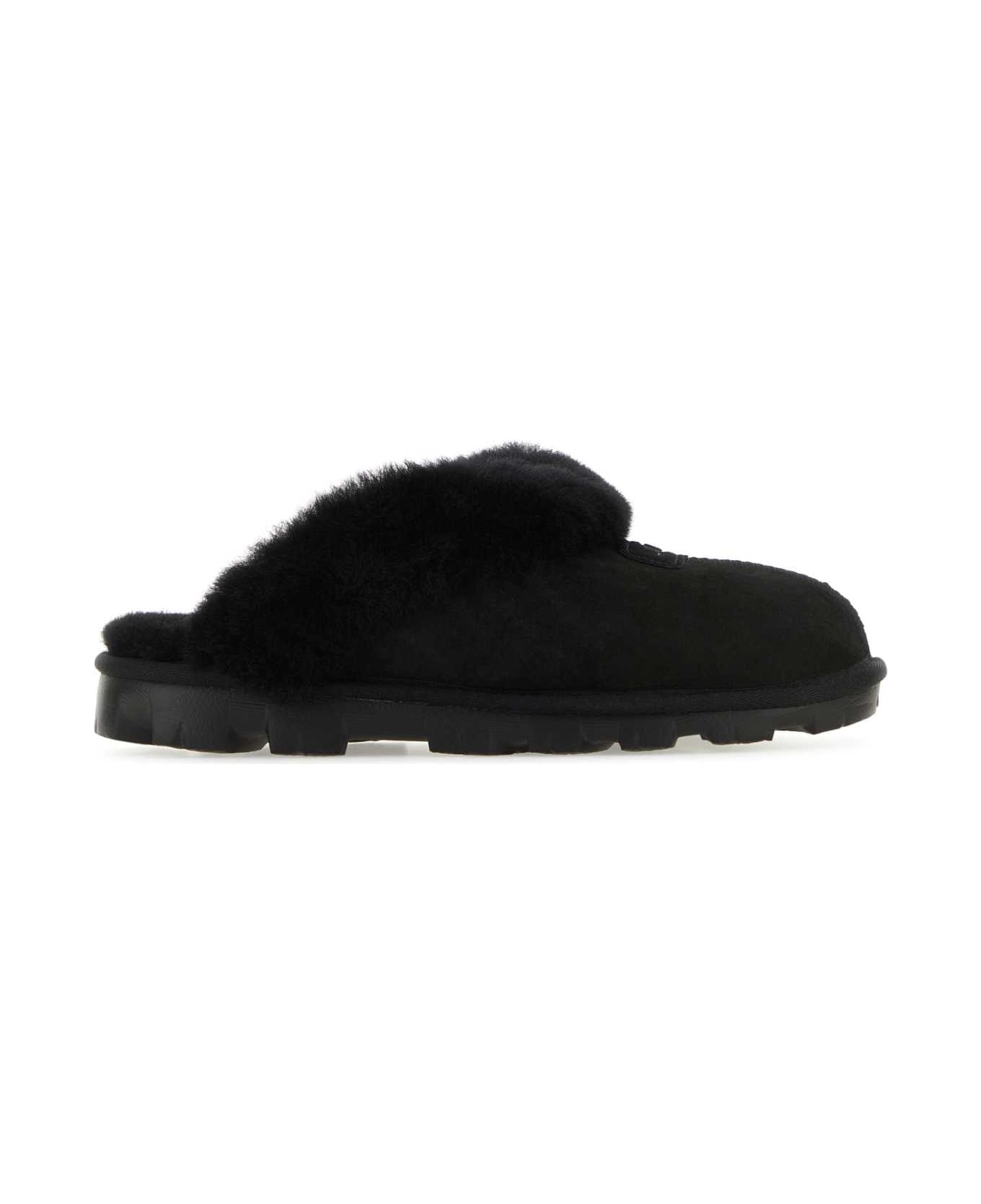 UGG Black Suede Coquette Slippers - BLACK