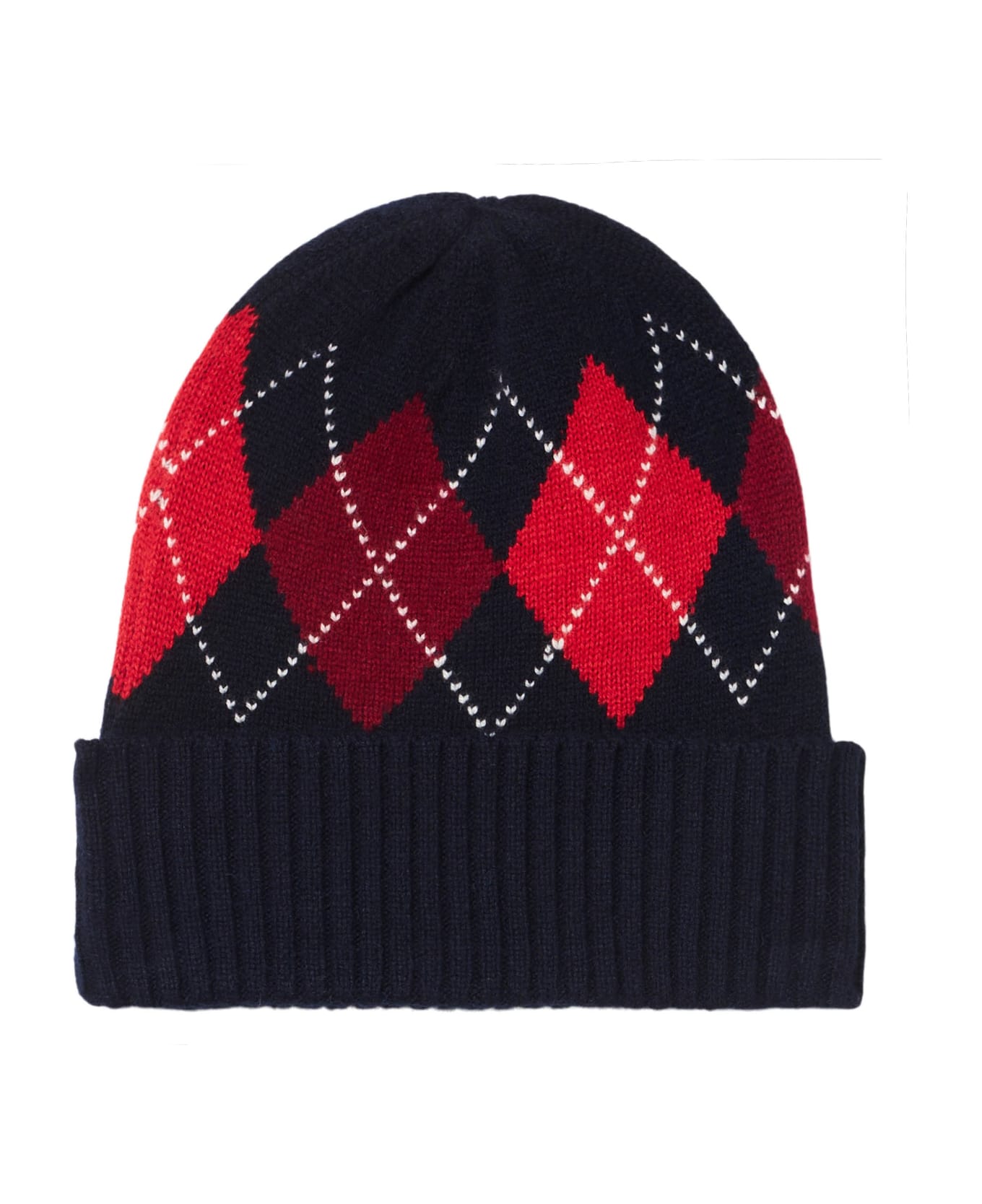 MC2 Saint Barth Man Blue Beanie With Argyle Print - BLUE