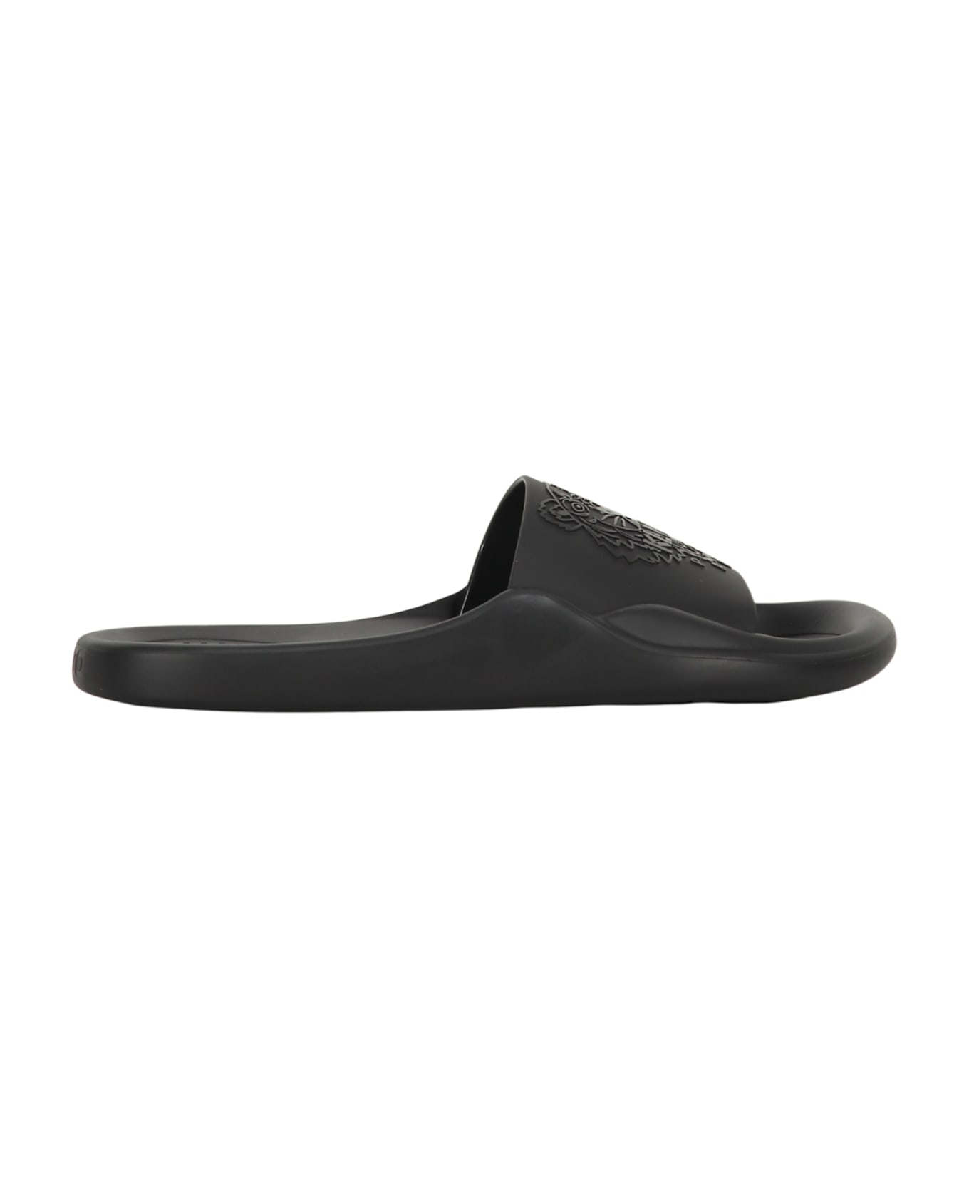 Kenzo Logo Detail Rubber Slides - black