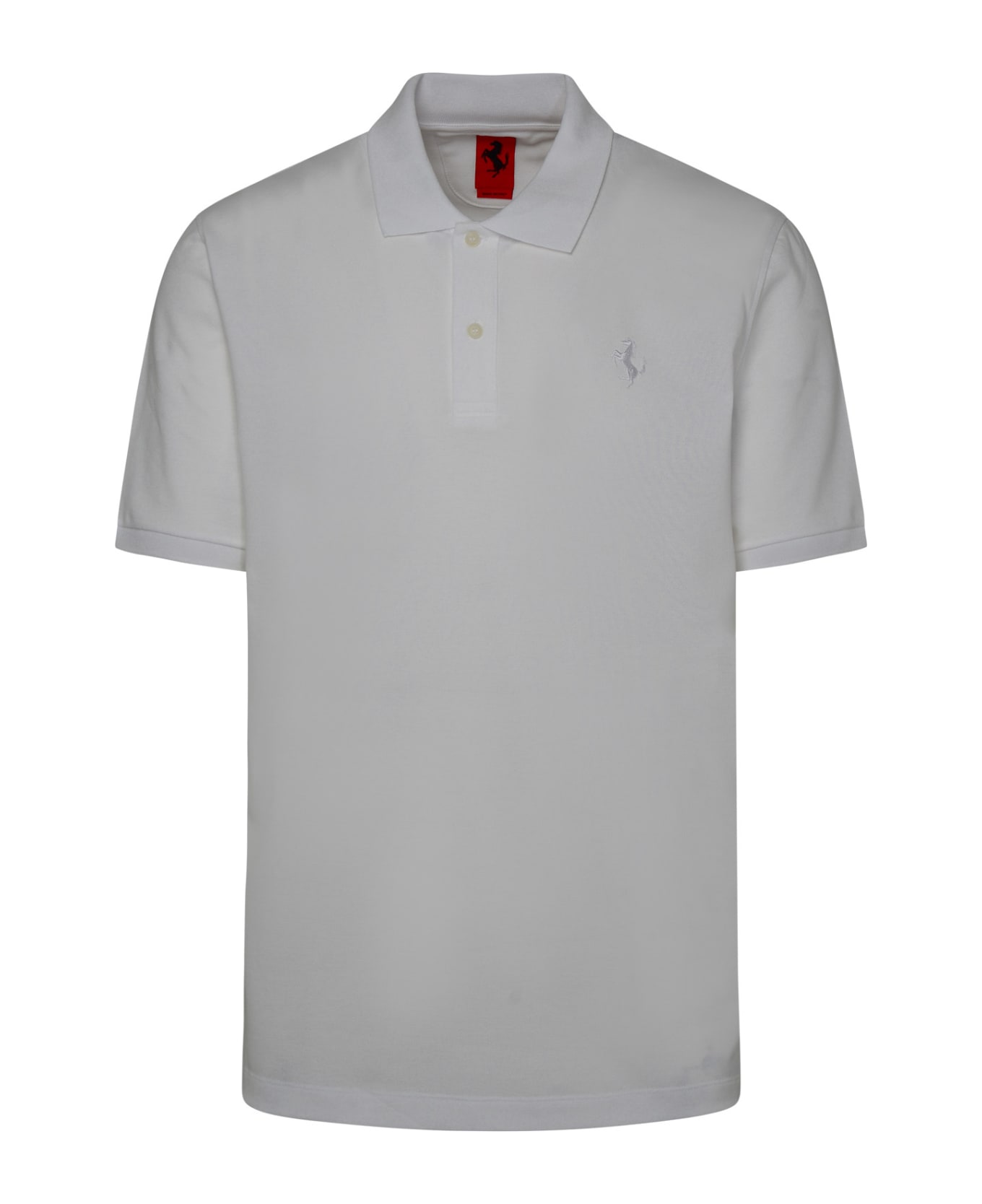 Ferrari White Cotton Blend Polo Shirt - WHITE