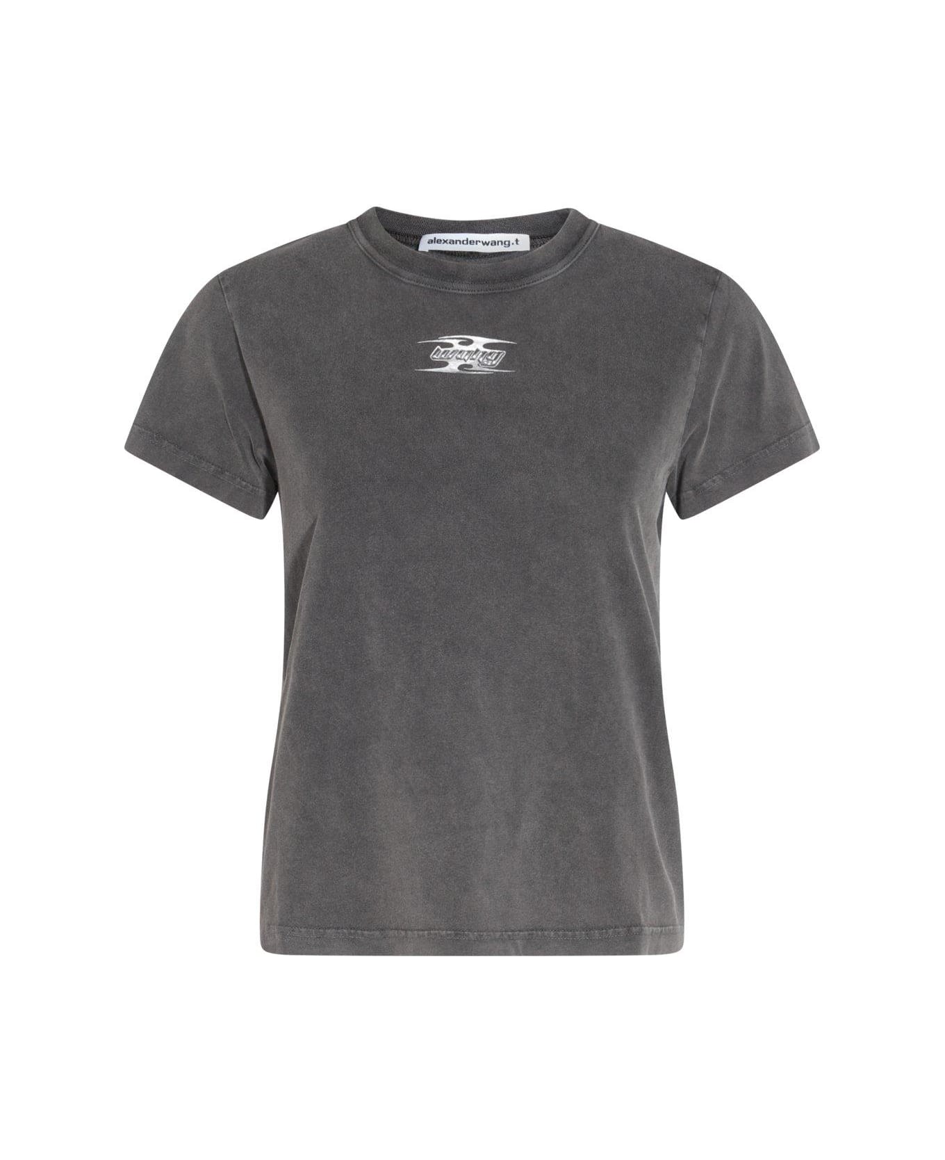 T by Alexander Wang Blade Logo-embossed T-shirt - GREY