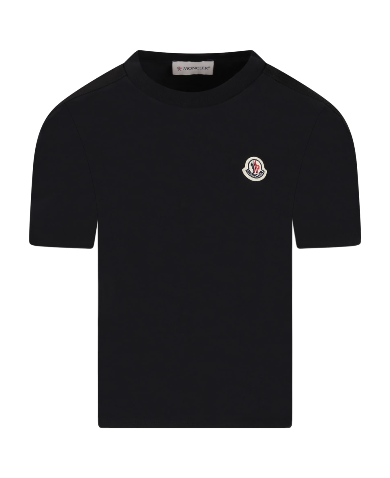 Moncler Blue T-shirt For Kids With Patch - Black Tシャツ＆ポロシャツ