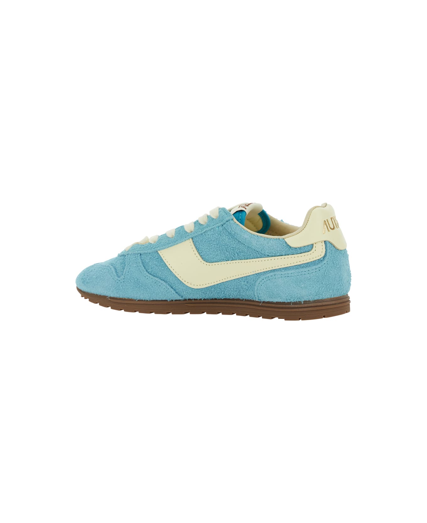 Autry 'windspin Low' Light-blue Sneaker With Logo On The Side And On The Heel In Suede Woman - Light blue