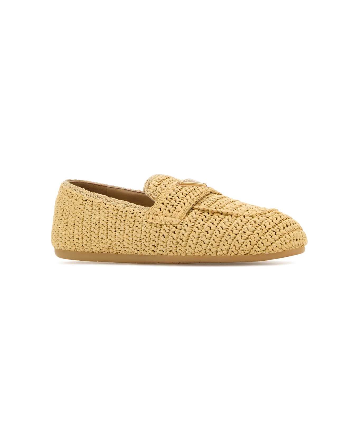 Prada Raffia Loafers - NATURALE