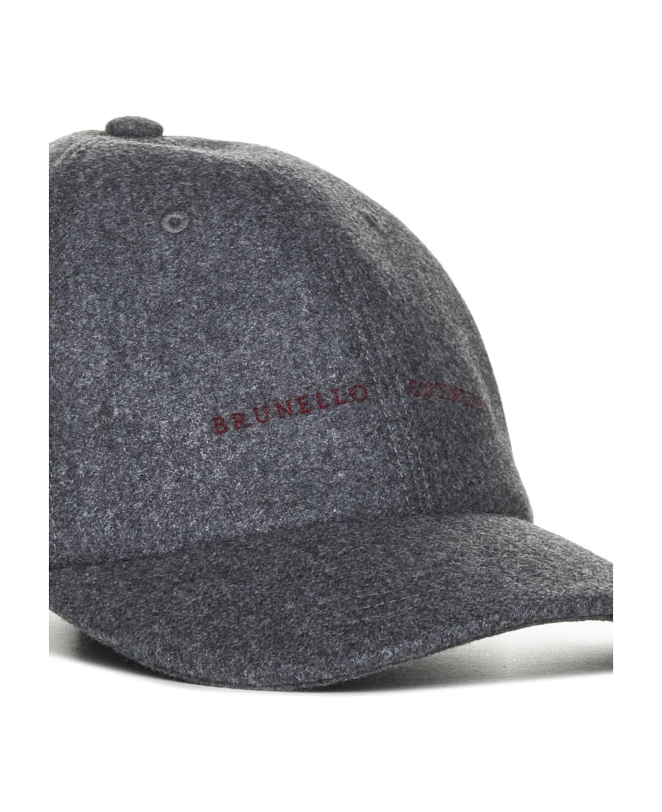 Brunello Cucinelli Logo Embroidered Curved Peak Baseball Cap - Grigio scuro 帽子