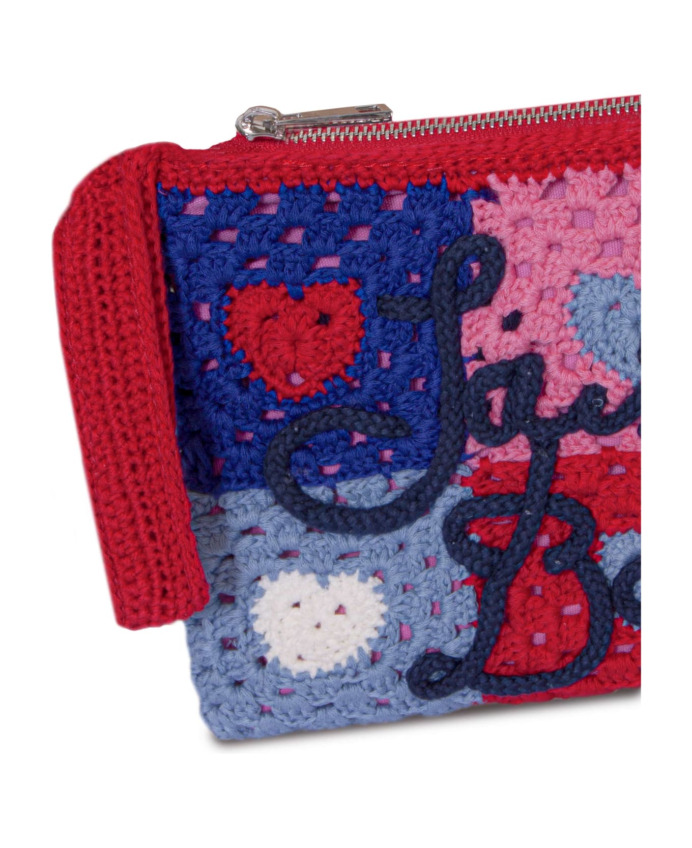 MC2 Saint Barth Parisienne Crochet Pouch Bag With Heart Embroidery - RED