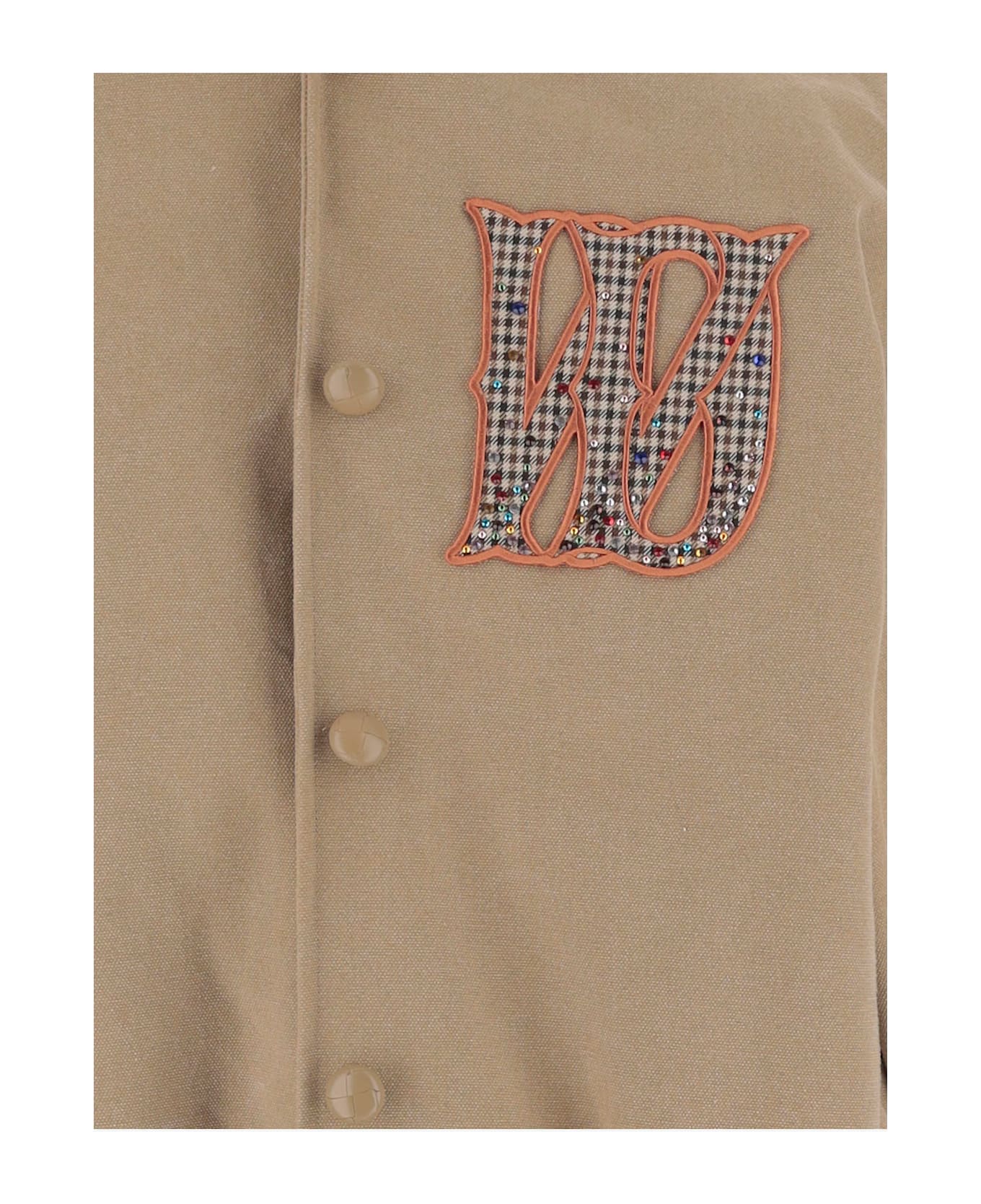 WE11 DONE Cotton Blend Jacket With Logo - Beige
