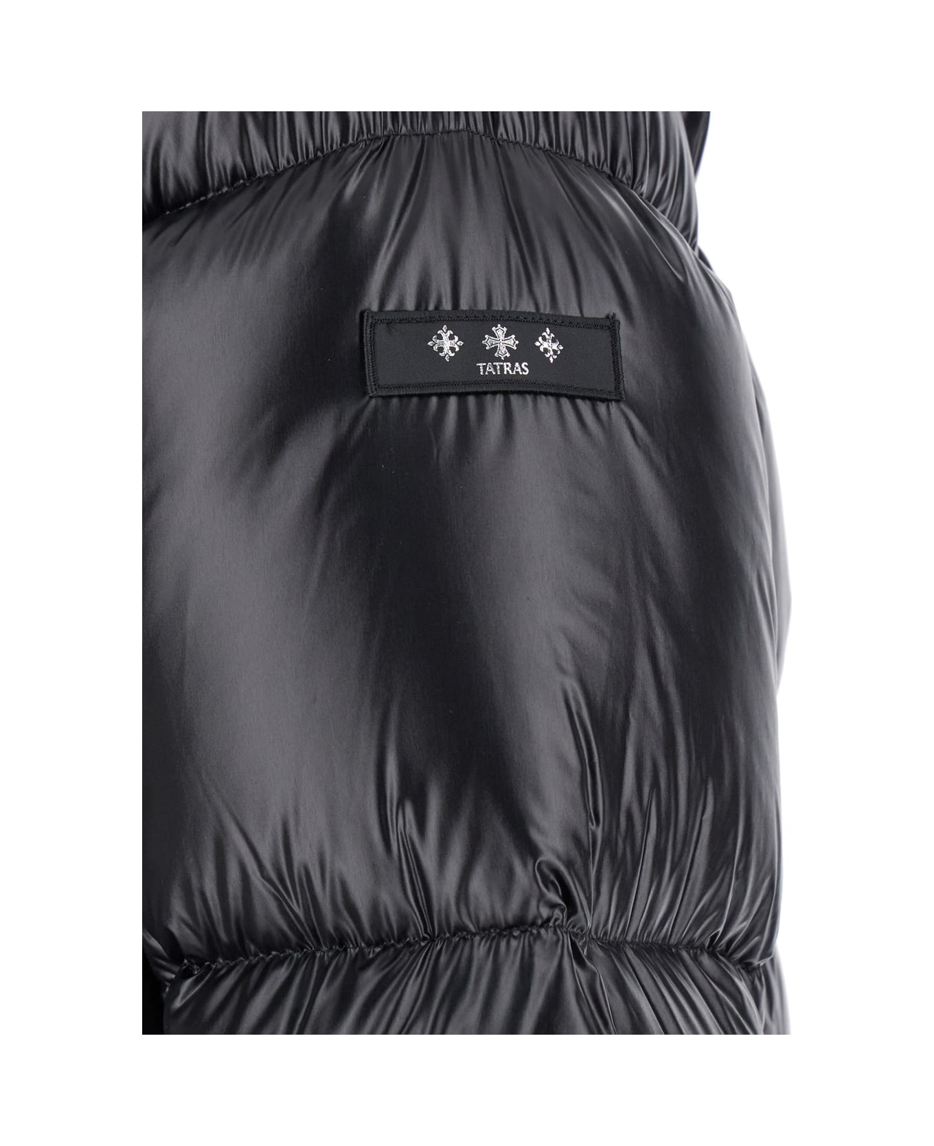 TATRAS 'belbo' Black Down Jacket With Drawstring Hood And Logo Patch In Tech Fabric Man - Black