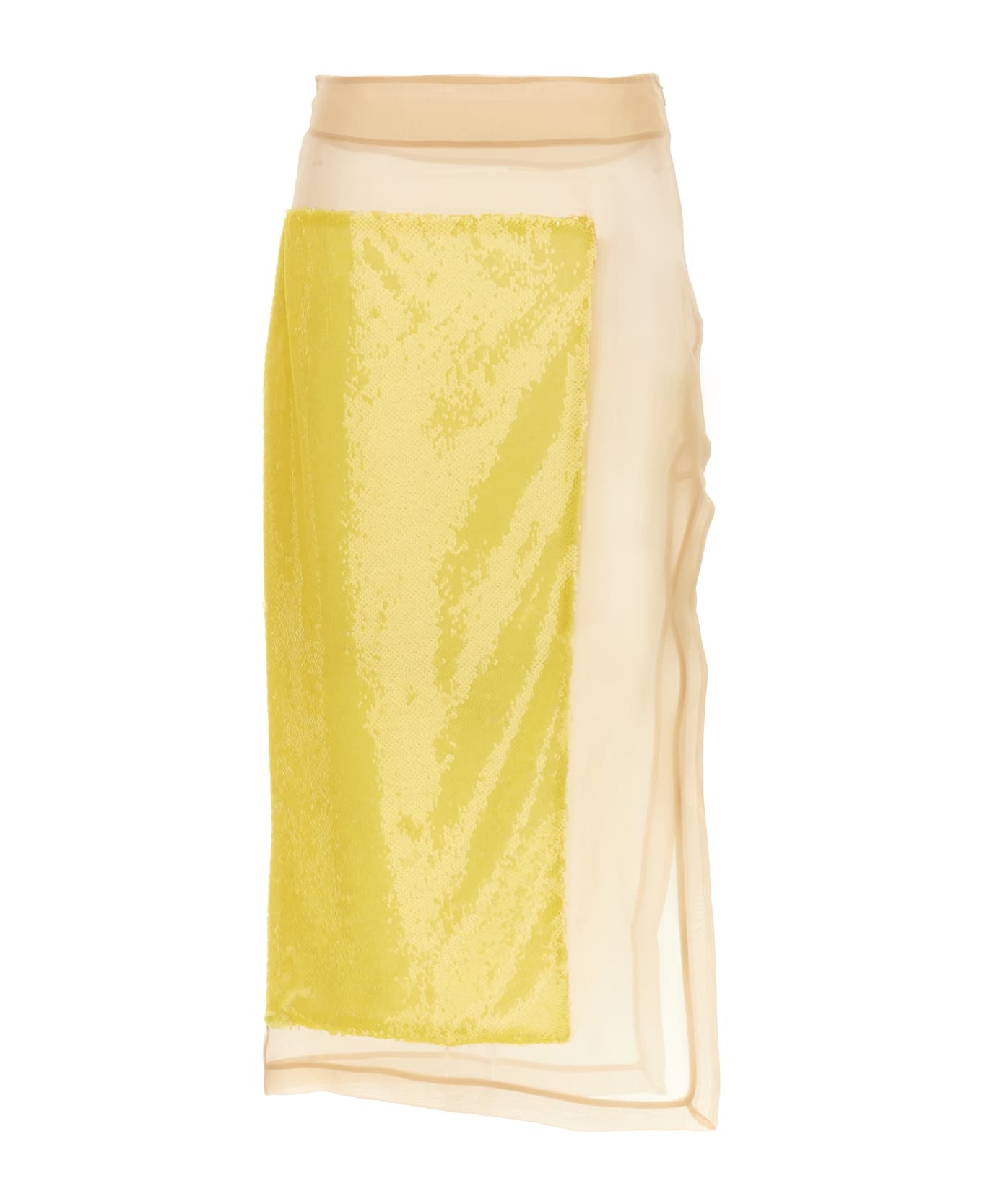 A.W.A.K.E. Mode Sequin Long Skirt - Yellow