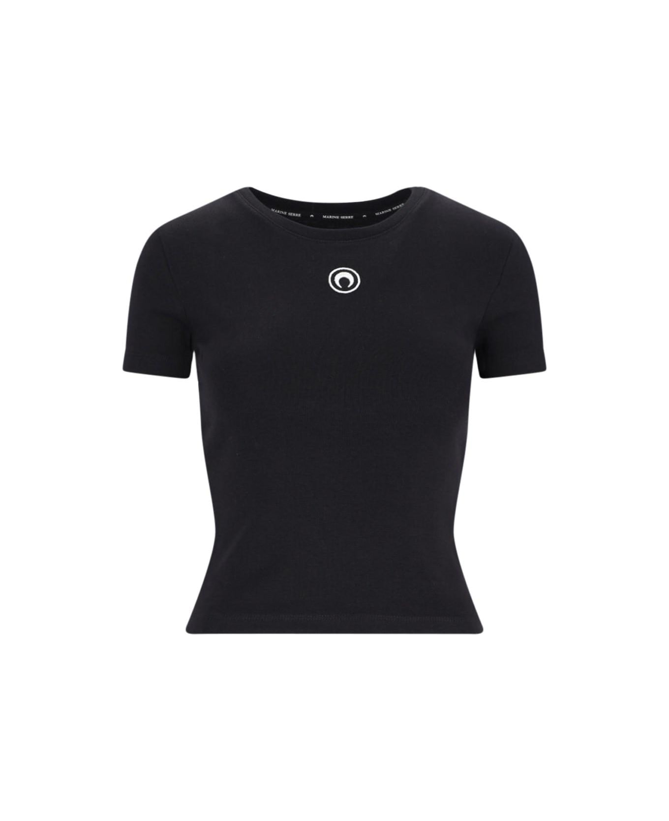 Marine Serre T-shirt Logo 'moon' - BLACK