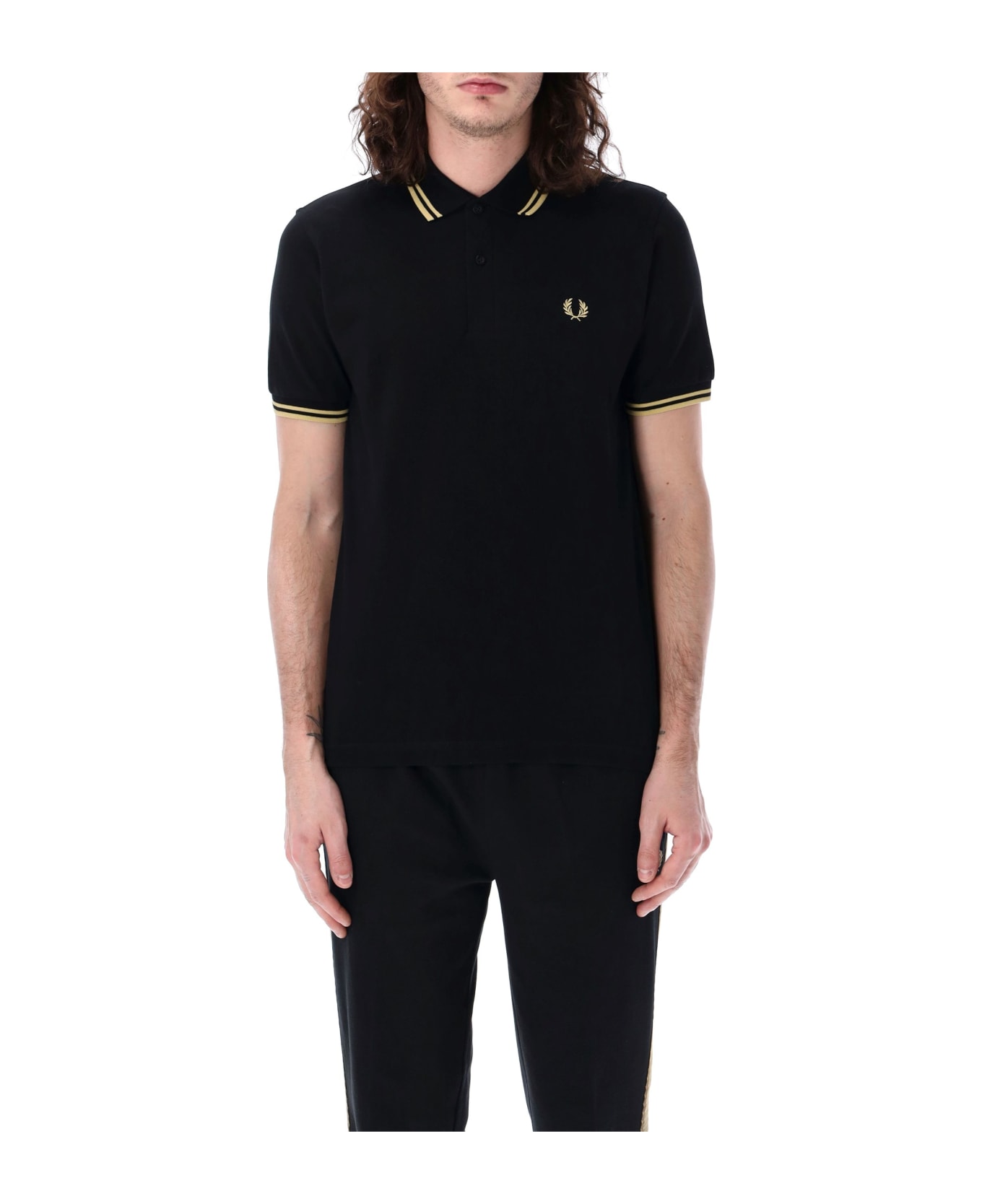 Fred Perry The Original Twin Tipped Piqué Polo Shirt - BLACK CHAMPAGNE ポロシャツ