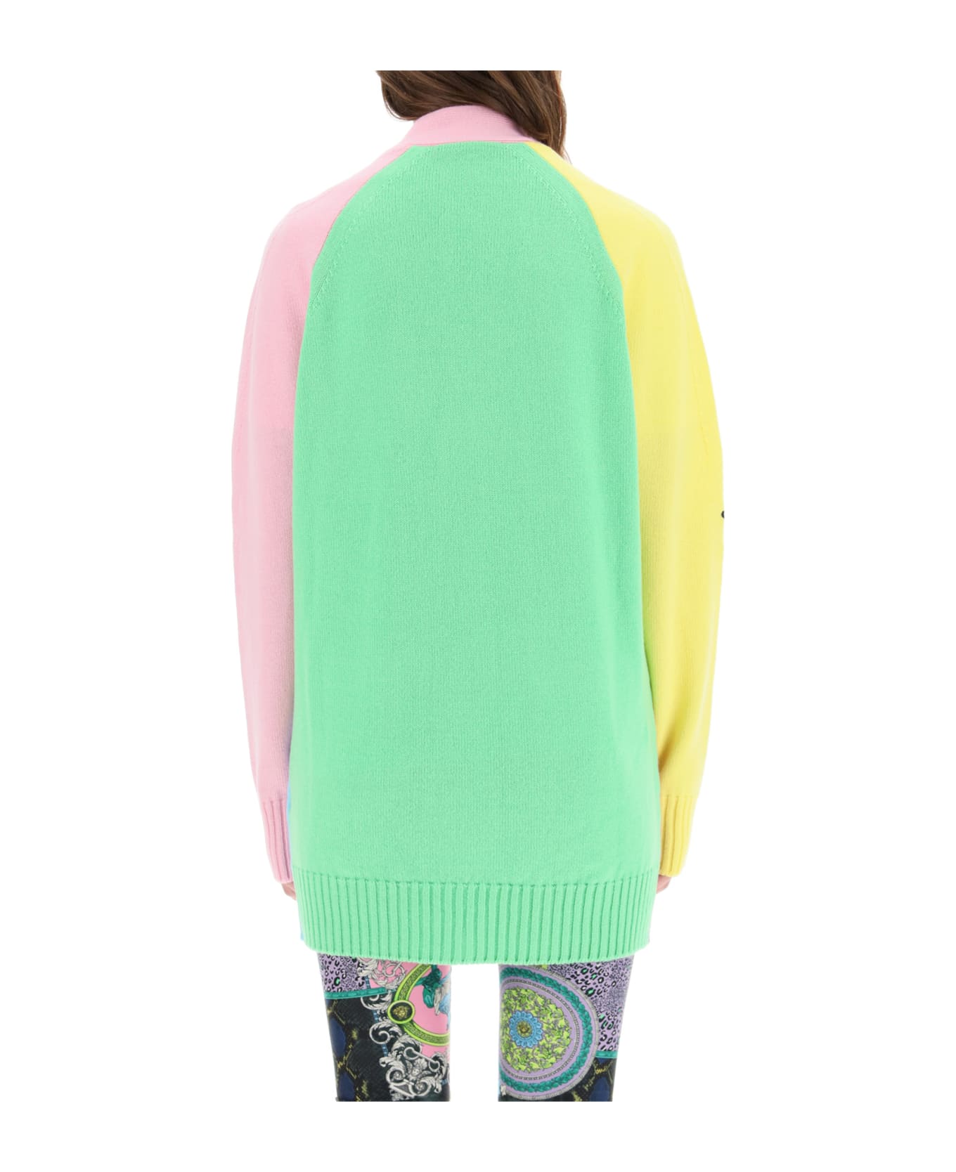 Versace Maxi Cardigan Gv Signature - PINK/GREEN