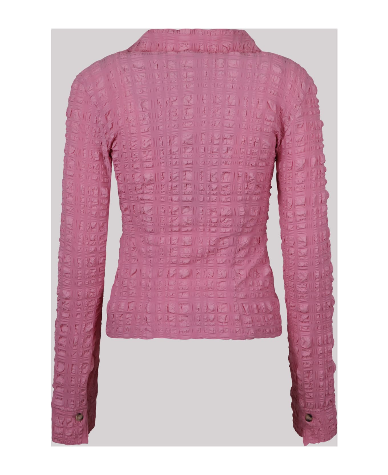 Nanushka Fitted Long-sleeve Seersucker Shirt - Pink