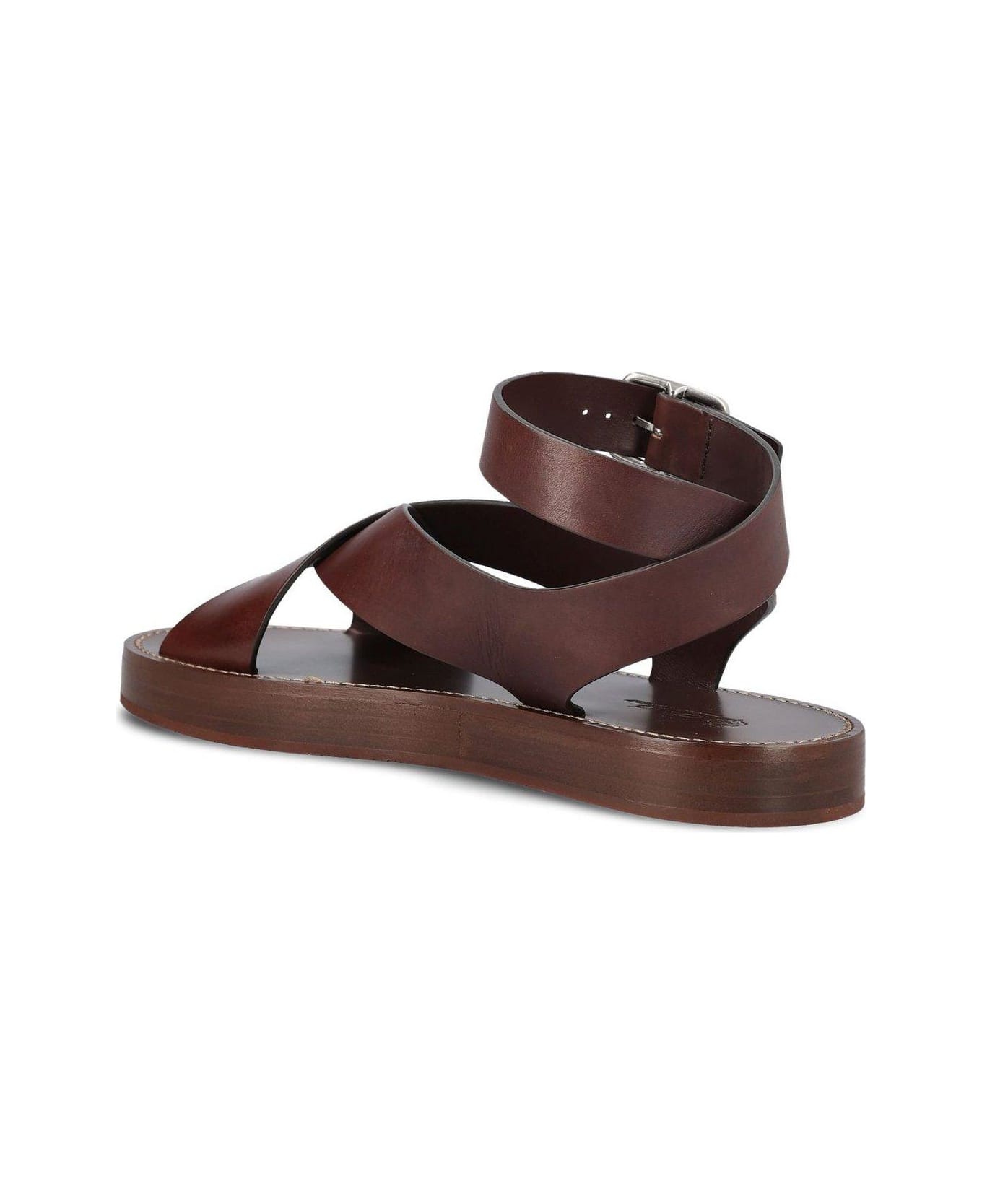 Loro Piana Sumie Crossed Strap Sandals - Brown