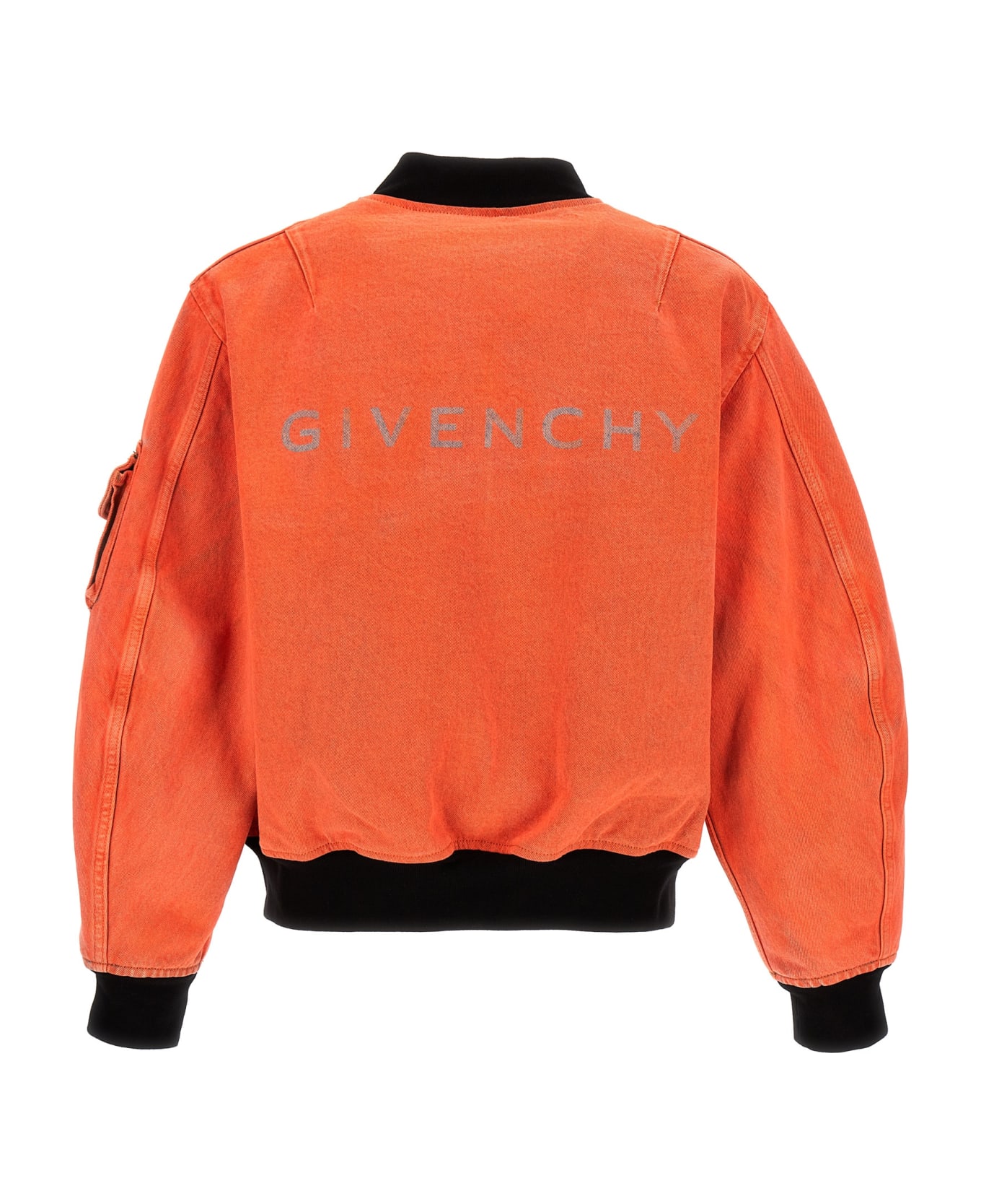 Givenchy Nylon Reversible Denim Bomber Jacket - Orange