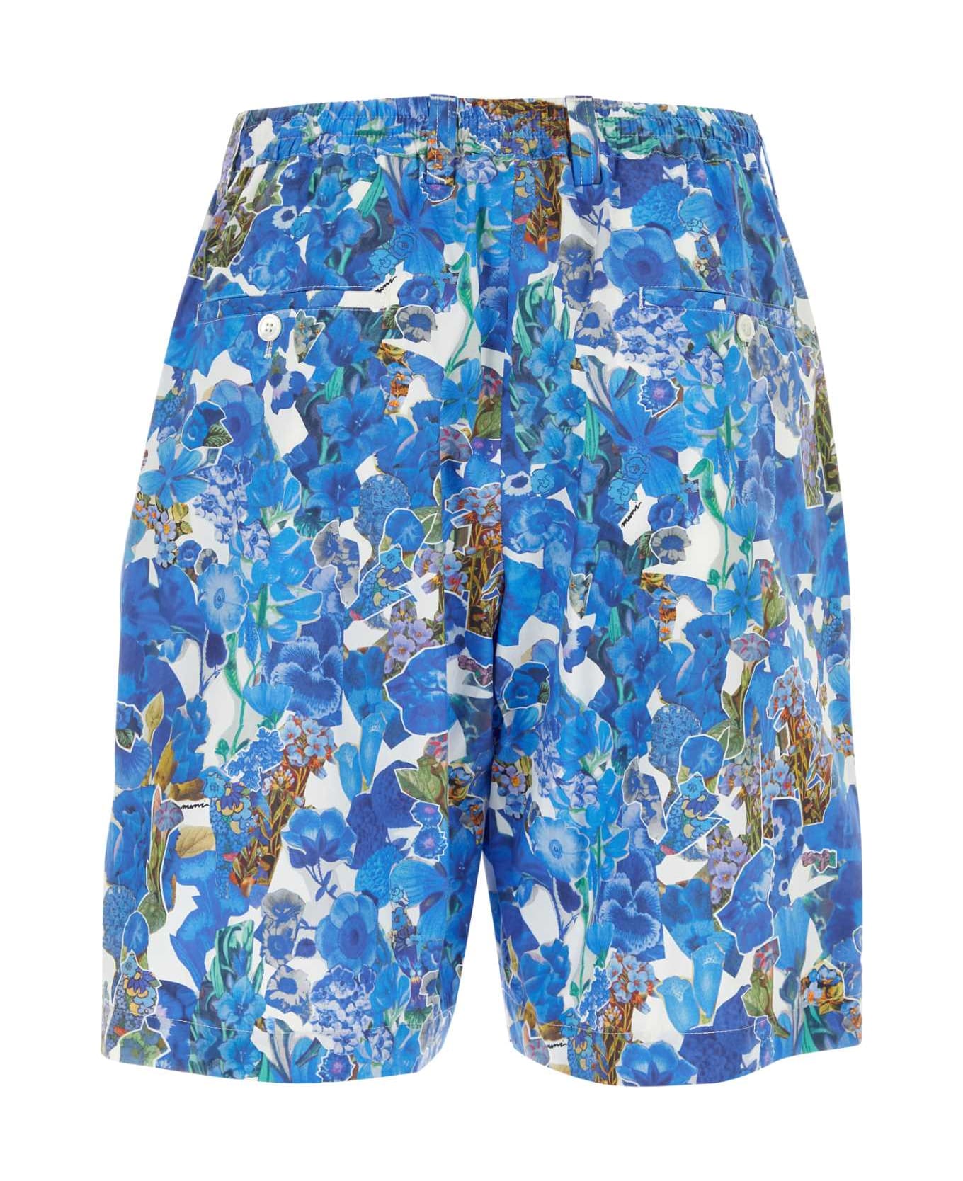 Marni Printed Cotton Bermuda Shorts - COBALT ショートパンツ