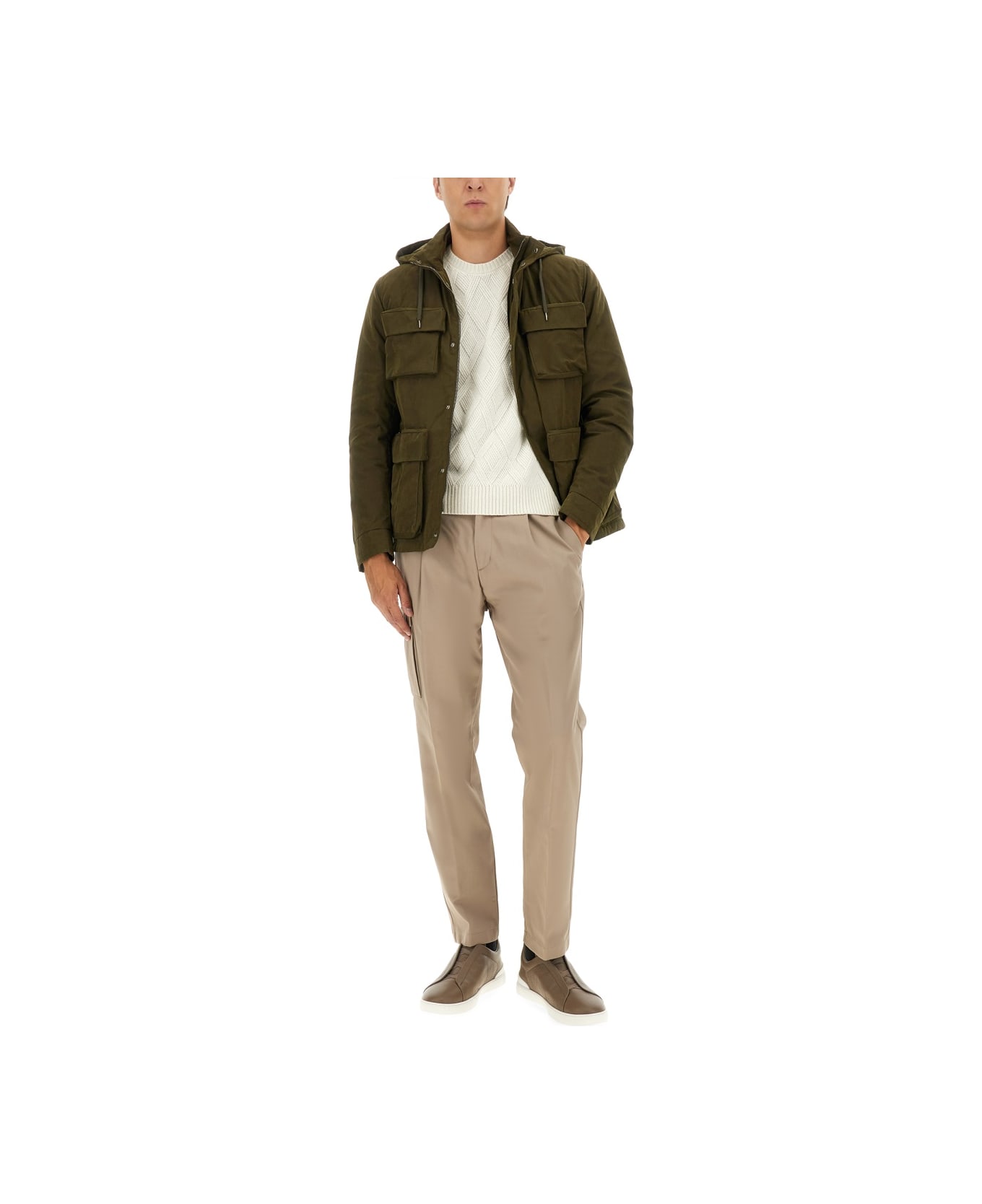 Herno Waxed Cotton Short Parka - MILITARY GREEN