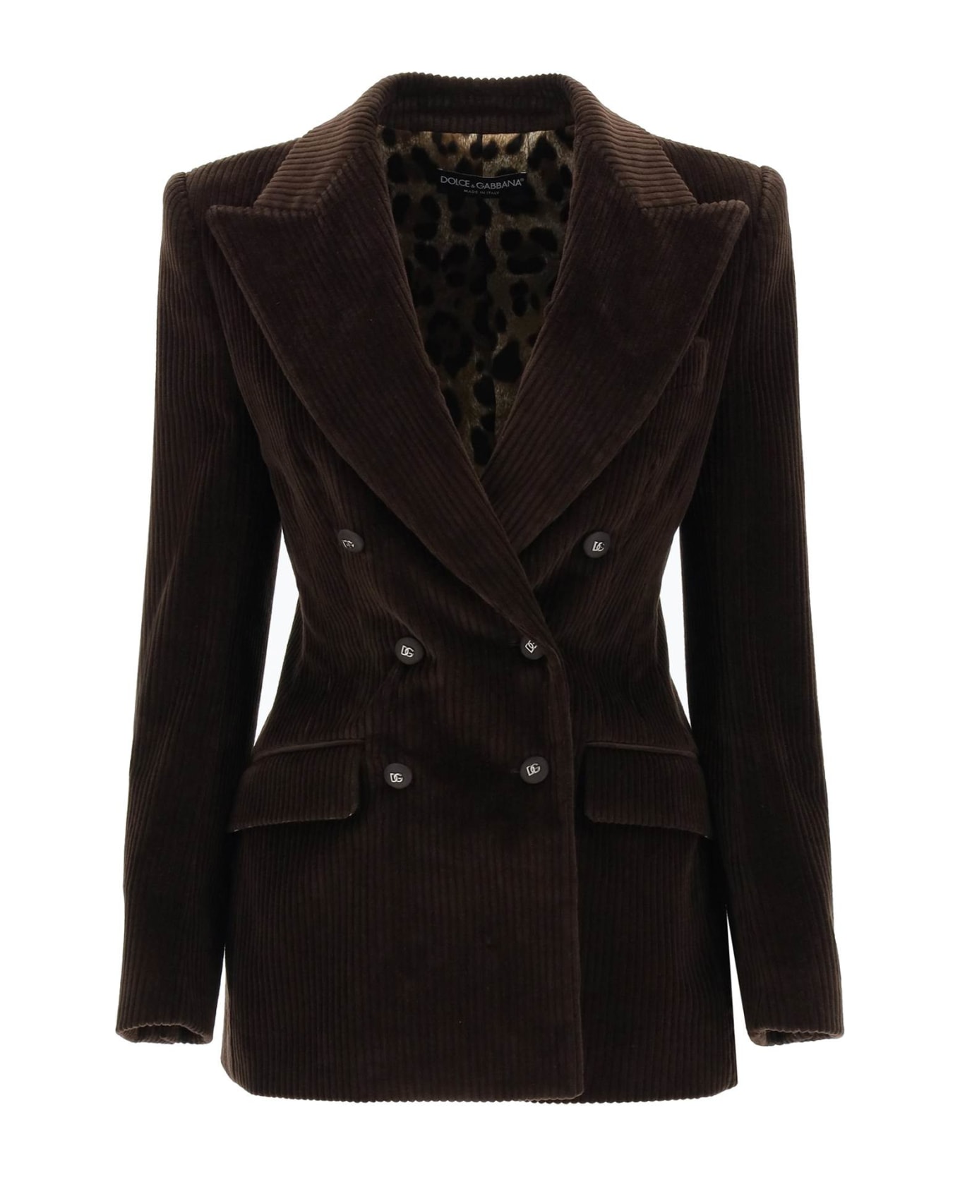 Dolce & Gabbana Double-breasted Corduroy Jacket - MARRONE SCURO 3 (Brown) ブレザー