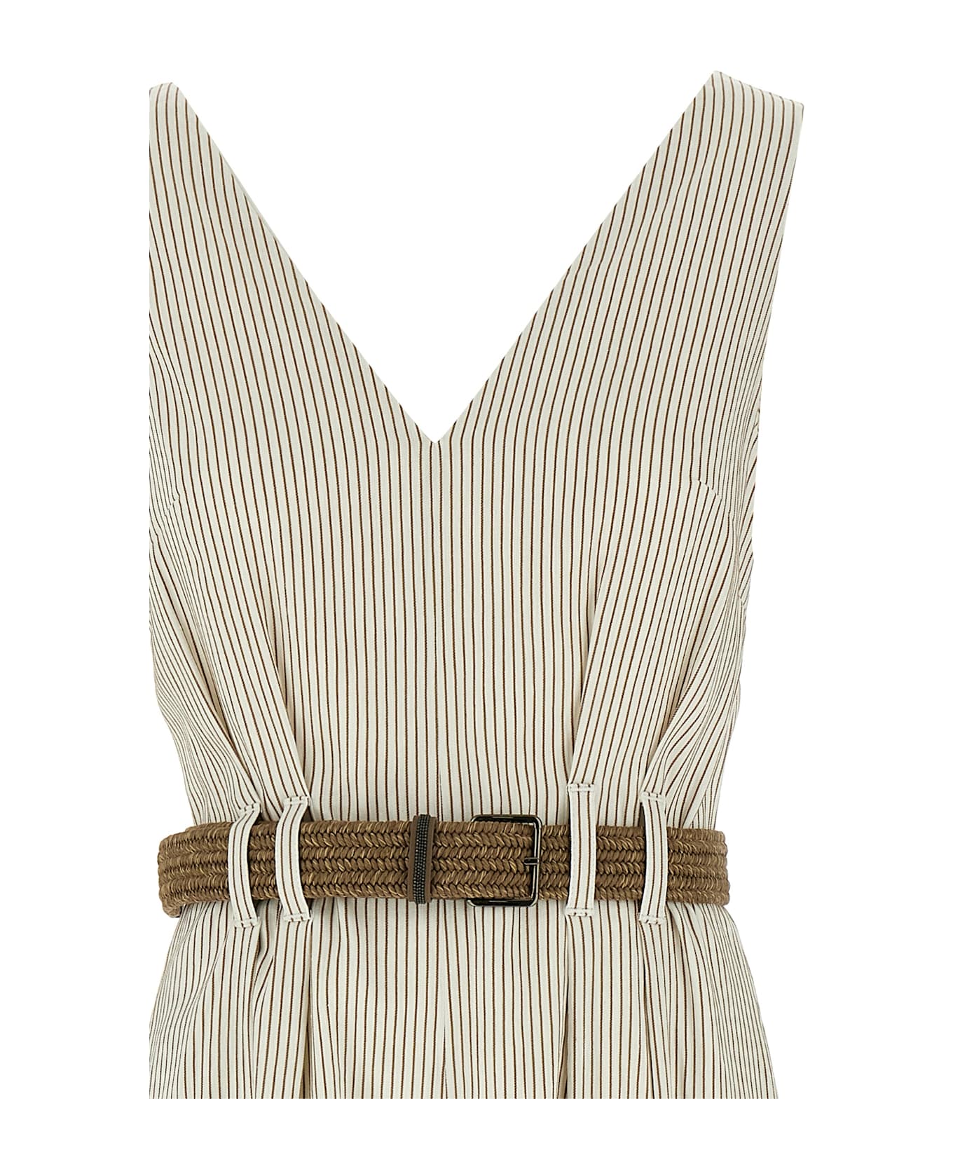 Brunello Cucinelli Precoius Shoulder Detail Dress - White