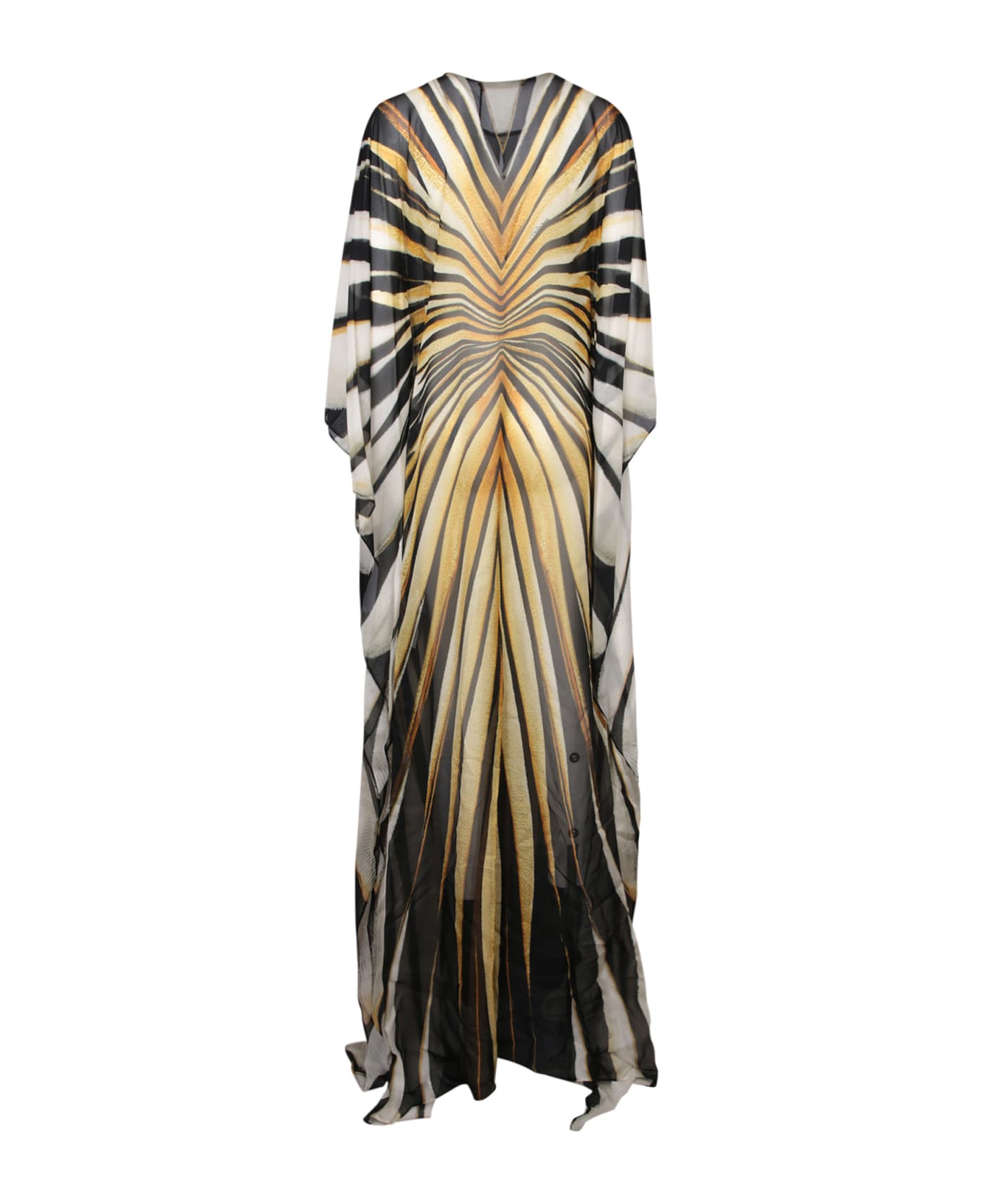 Roberto Cavalli Front Keyhole Pattern Print Long Dress - Yellow