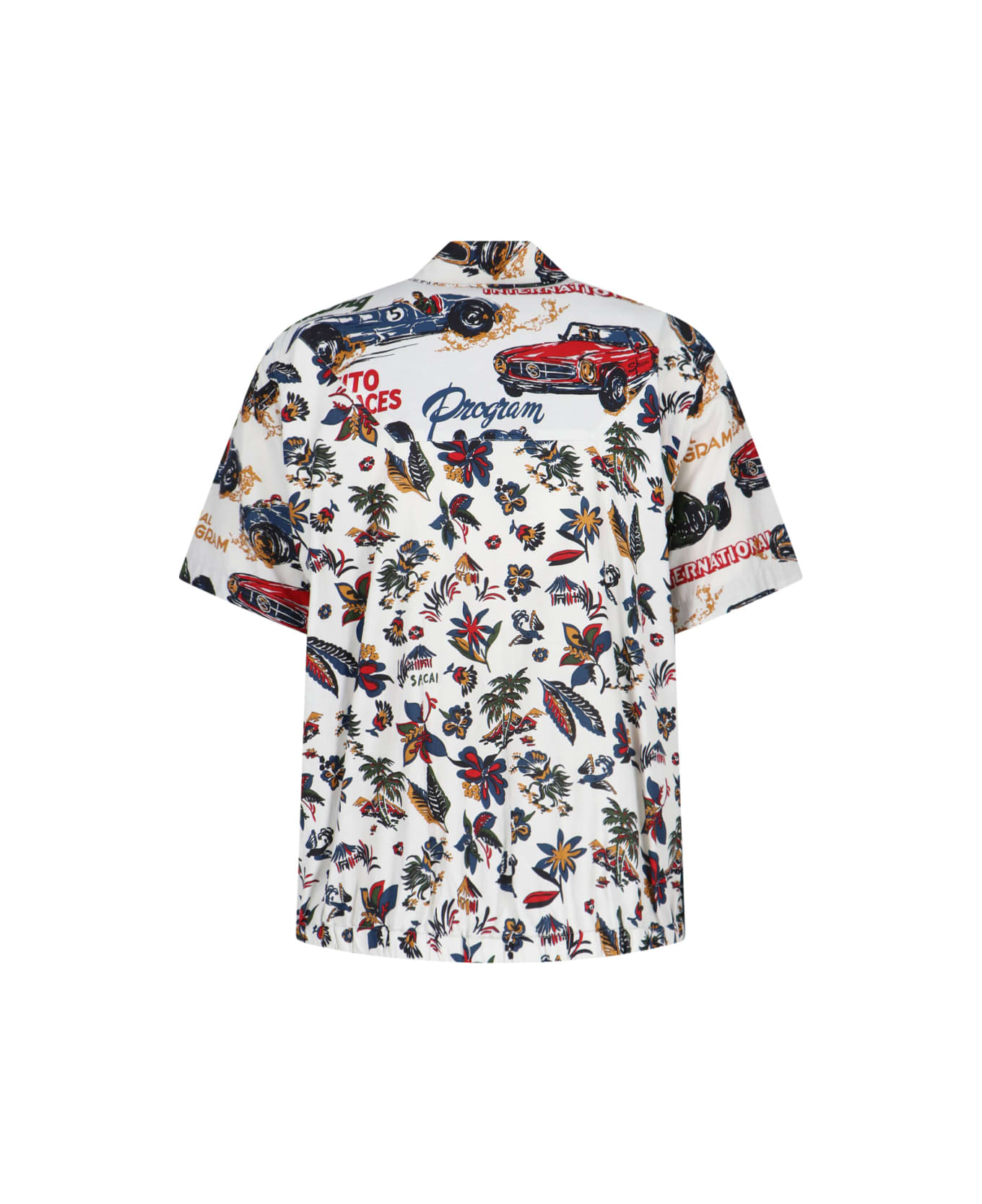 Sacai 
car Race And Tropical Print
 Shirt - White