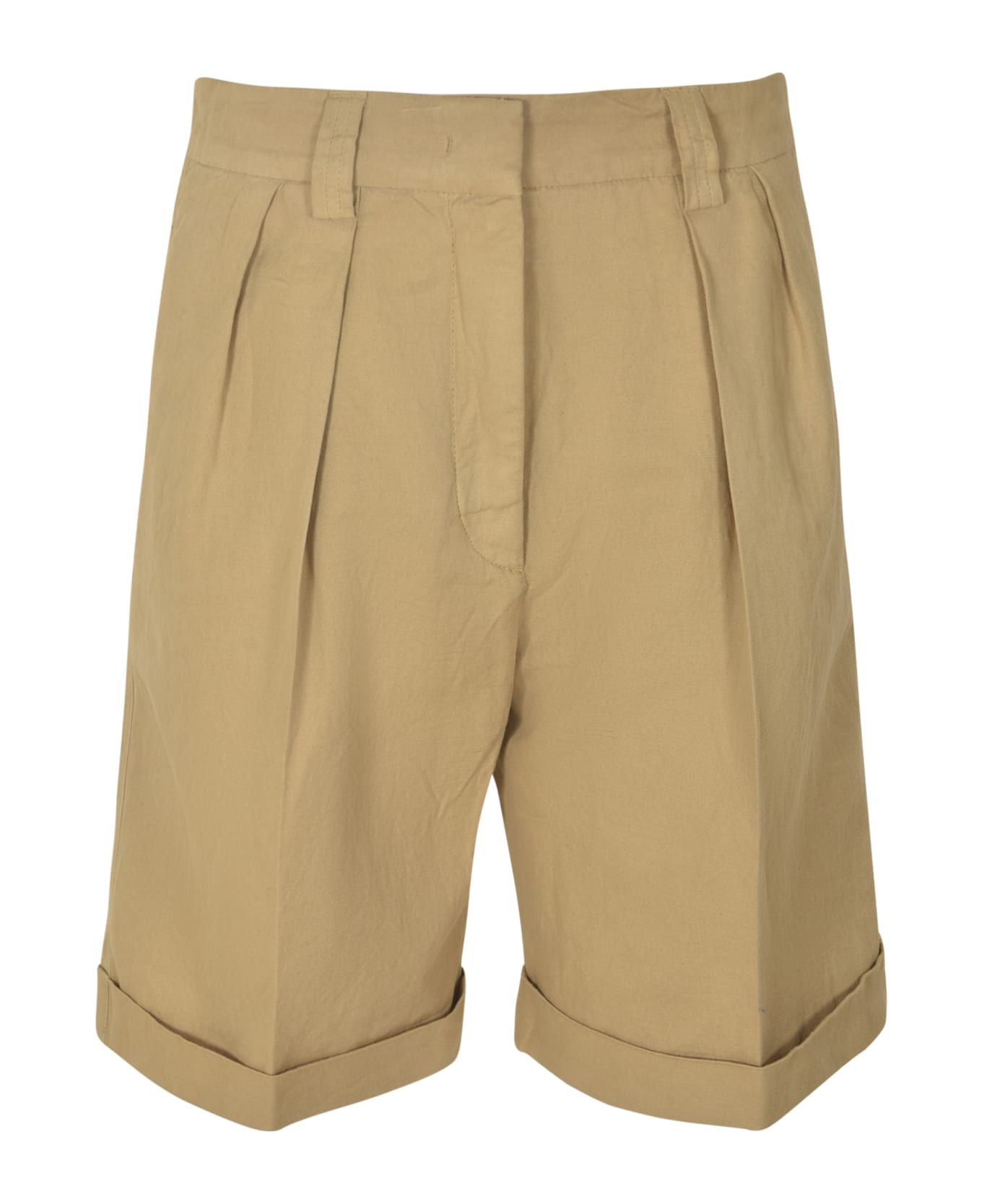 Aspesi Pleat Effect Plain Trouser Shorts - Beige ショートパンツ