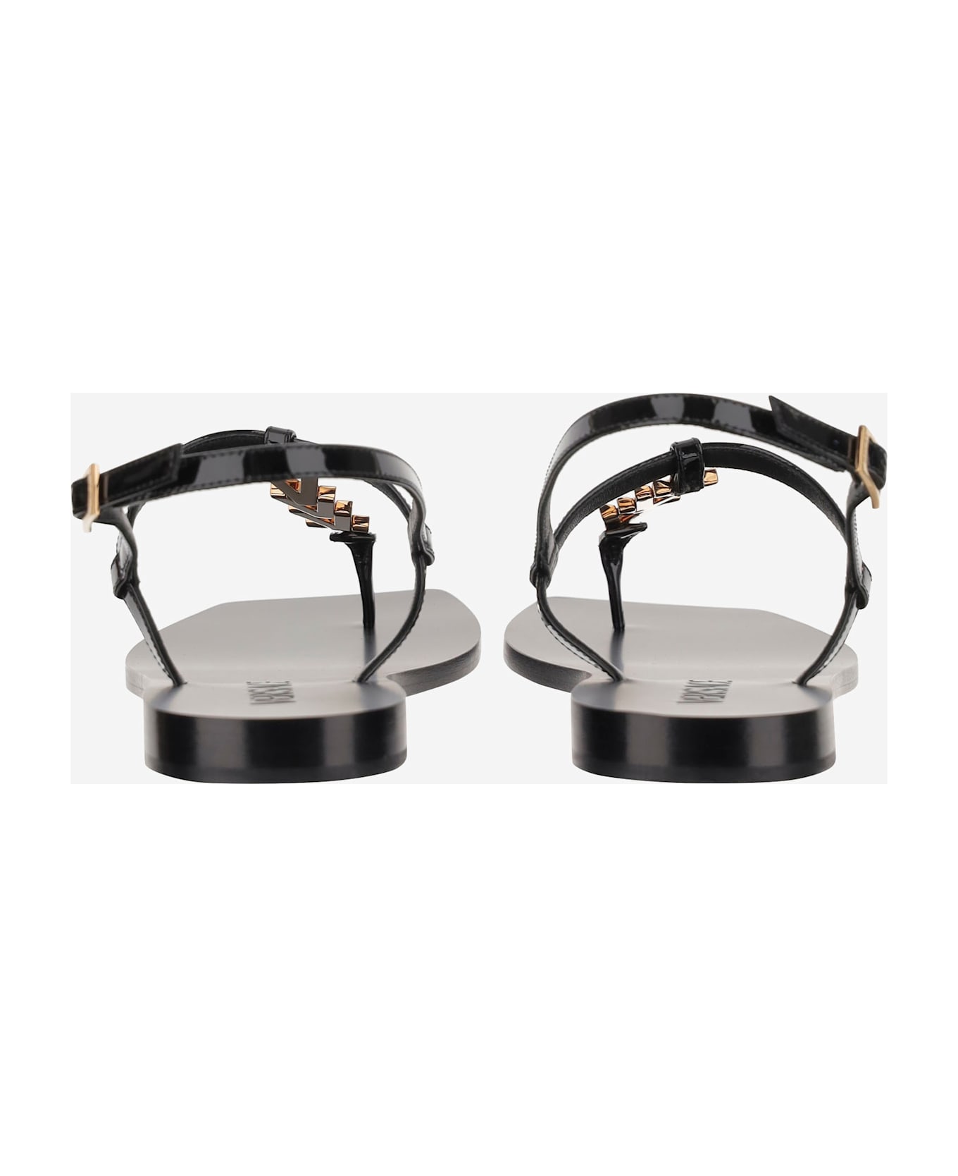 Versace V-chain Leather Sandals - Black