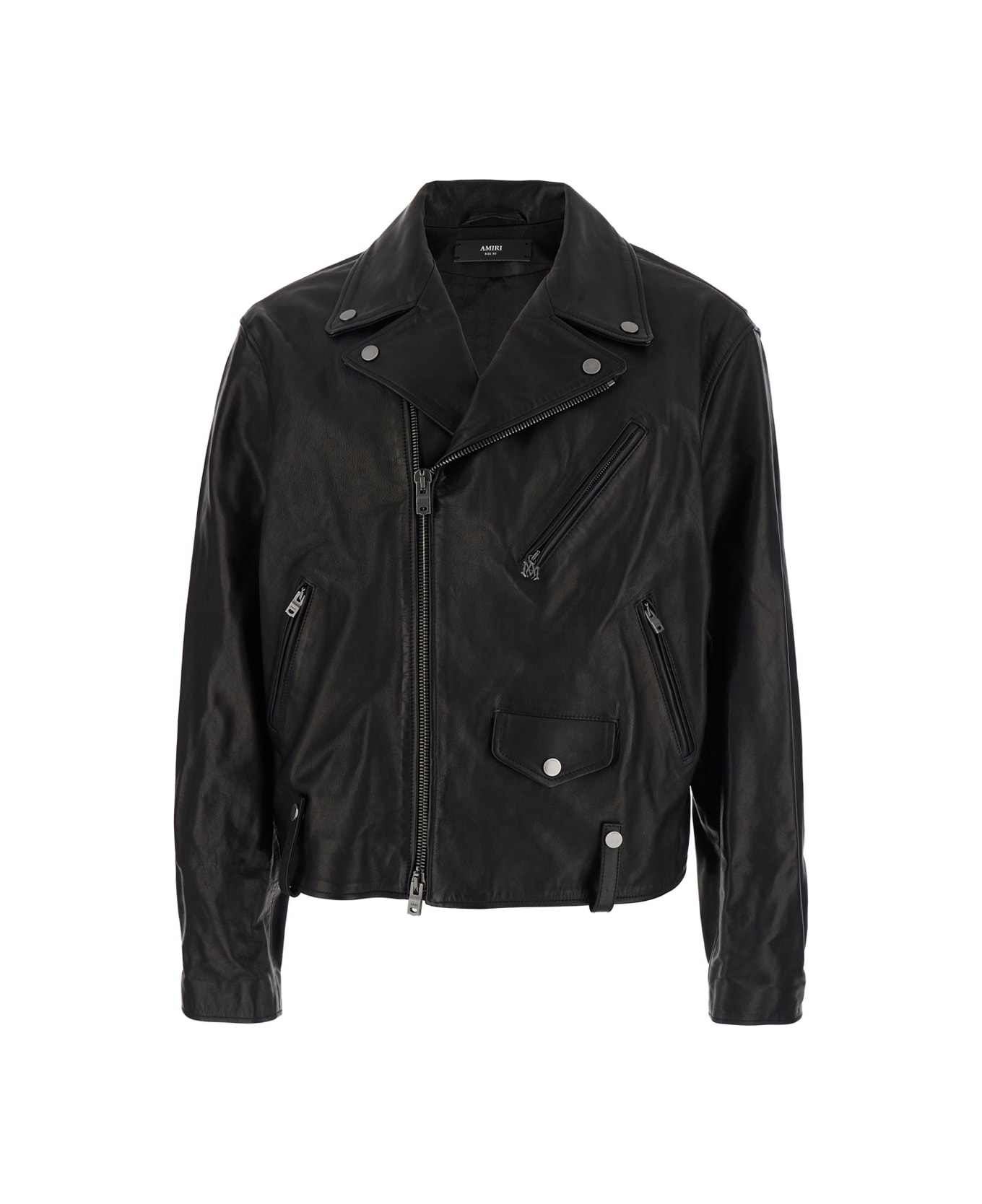 AMIRI Black Jacket With Wide Notched Revers And Maxi Logo Lettering Print On The Rear In Leather Man - Black