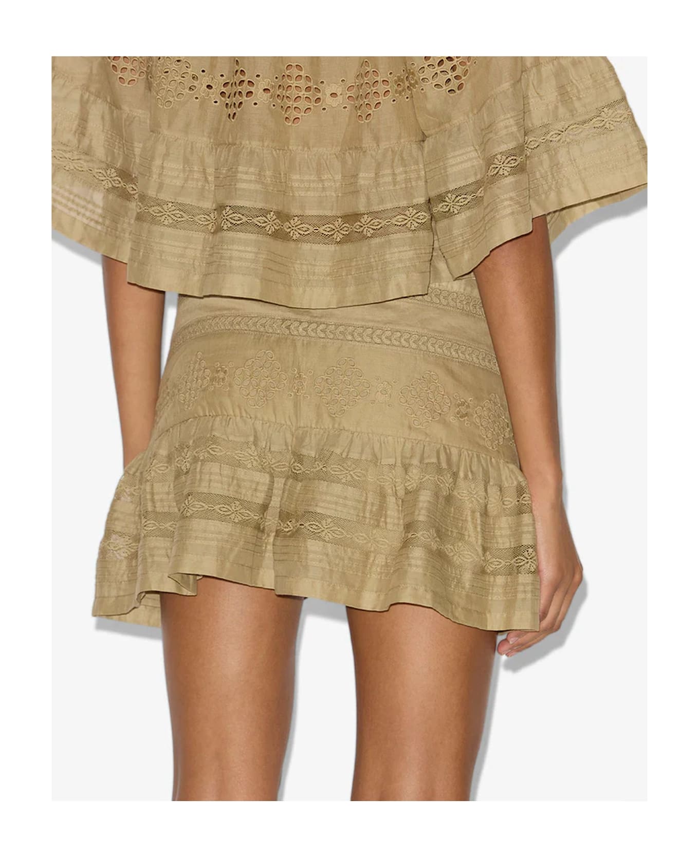 Marant Étoile Darine Elaborate Cotton Voile Mini Skirt - Green