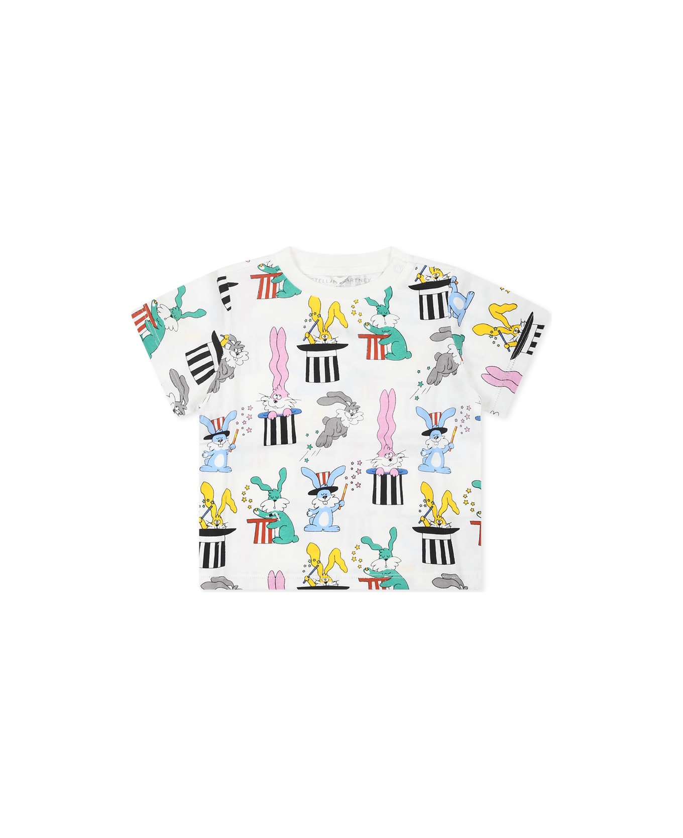 Stella McCartney Kids White T-shirt For Baby Boy With Rabbit - White