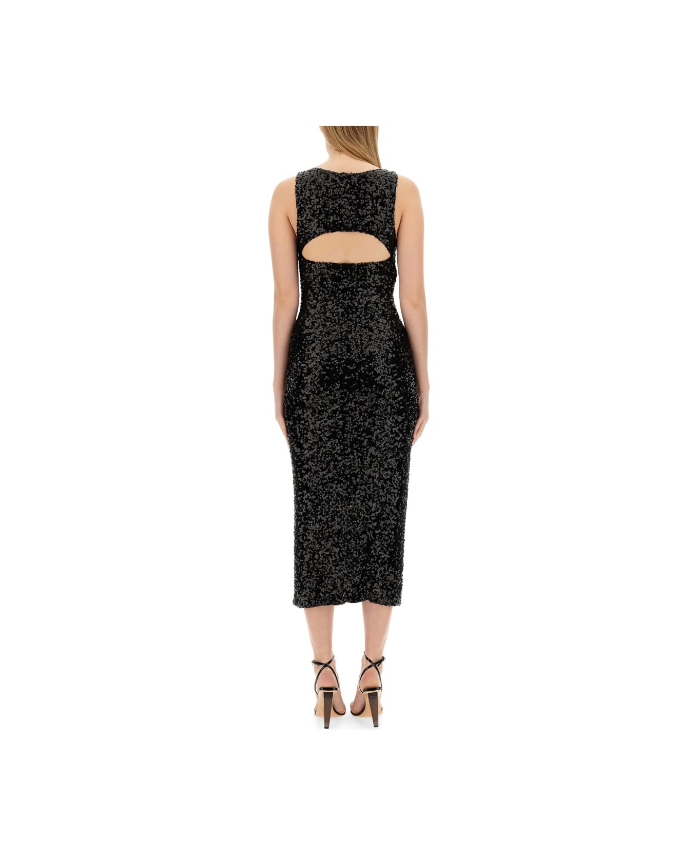 M05CH1N0 Jeans Sequined Dress - BLACK