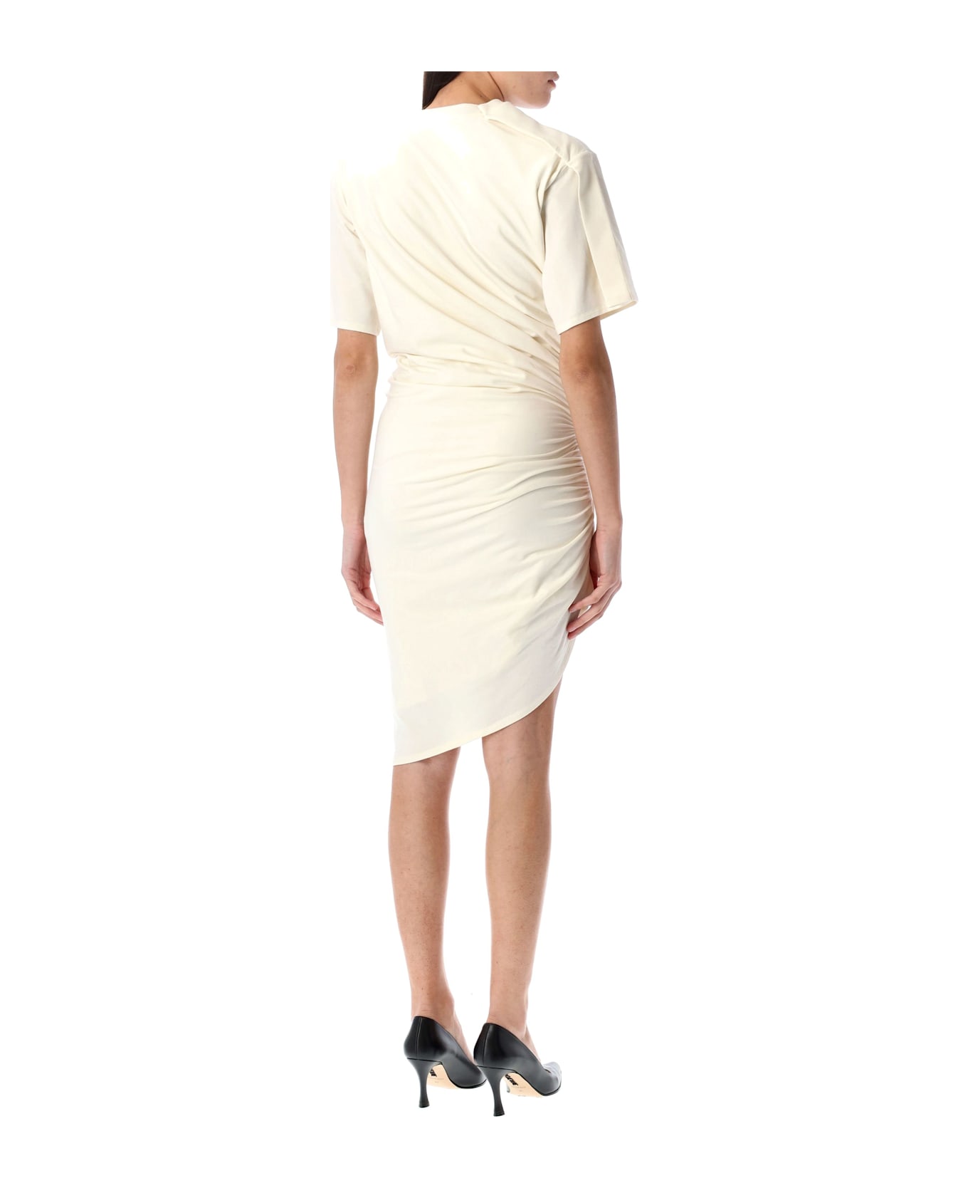 Mugler Draped Pierced Day Dress - SNOW WHITE