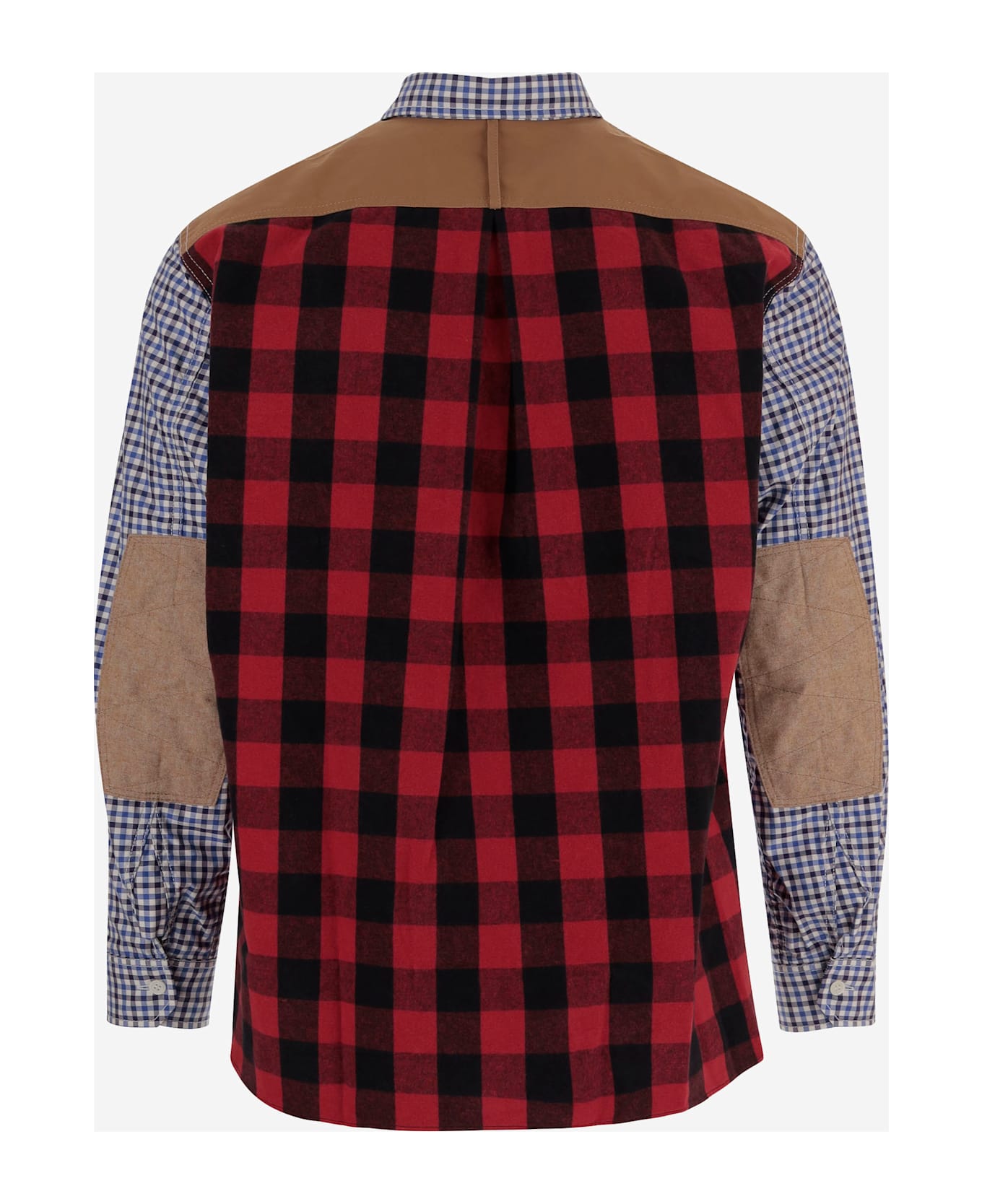 Junya Watanabe Cotton Shirt With Contrasting Check Pattern - Red